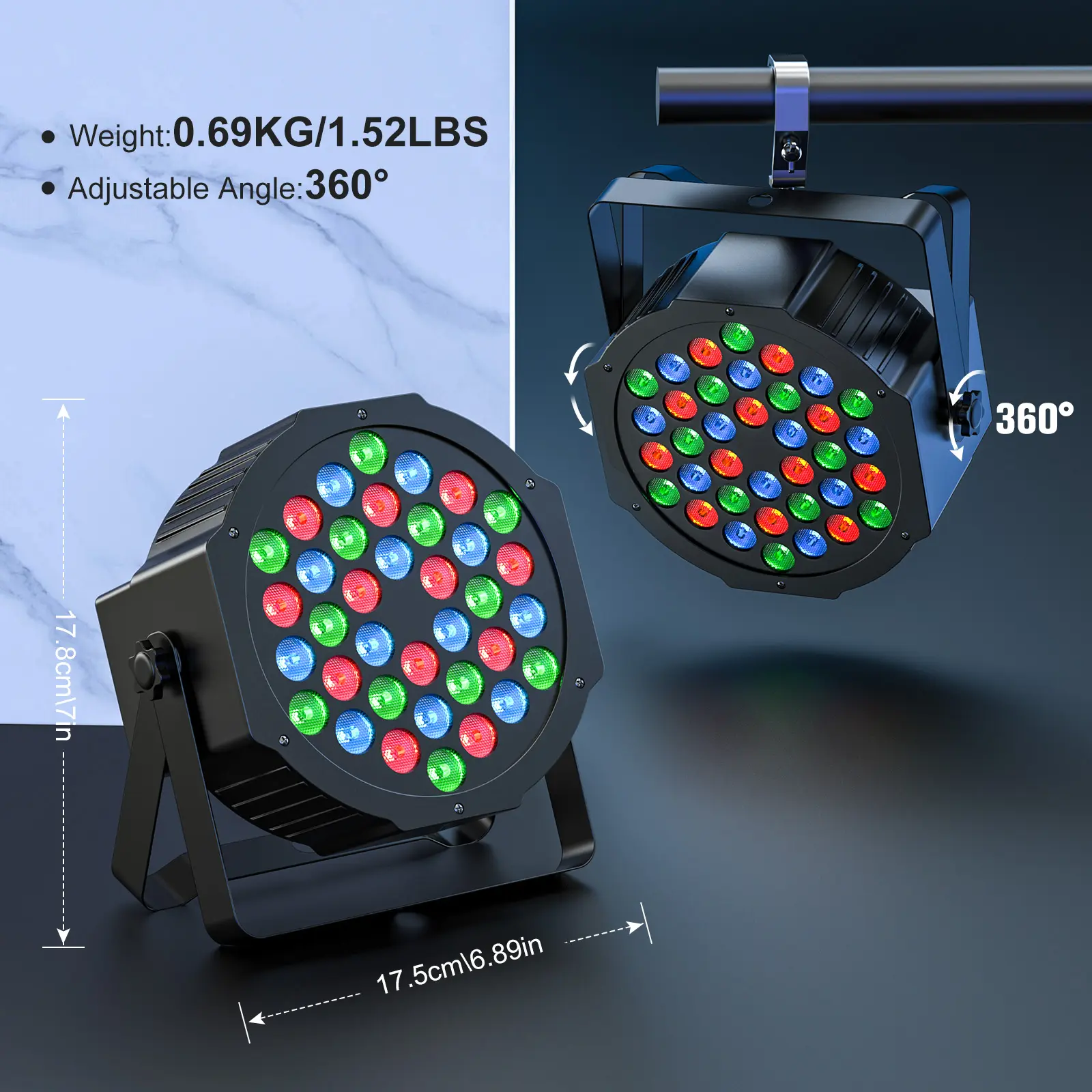 Somspot 4/8PCS 36LEDs RGB Par Lights Remote & DMX Control Stage Light Effect Projector for Church Wedding Party Club Music Live