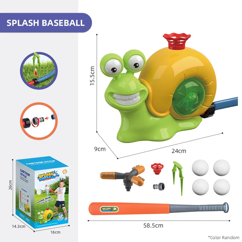 Summer Outdoor Sprinkler Snail with Baseball Spinning Sprinkler Lawn Playing Water Parent Child Interactive Toy