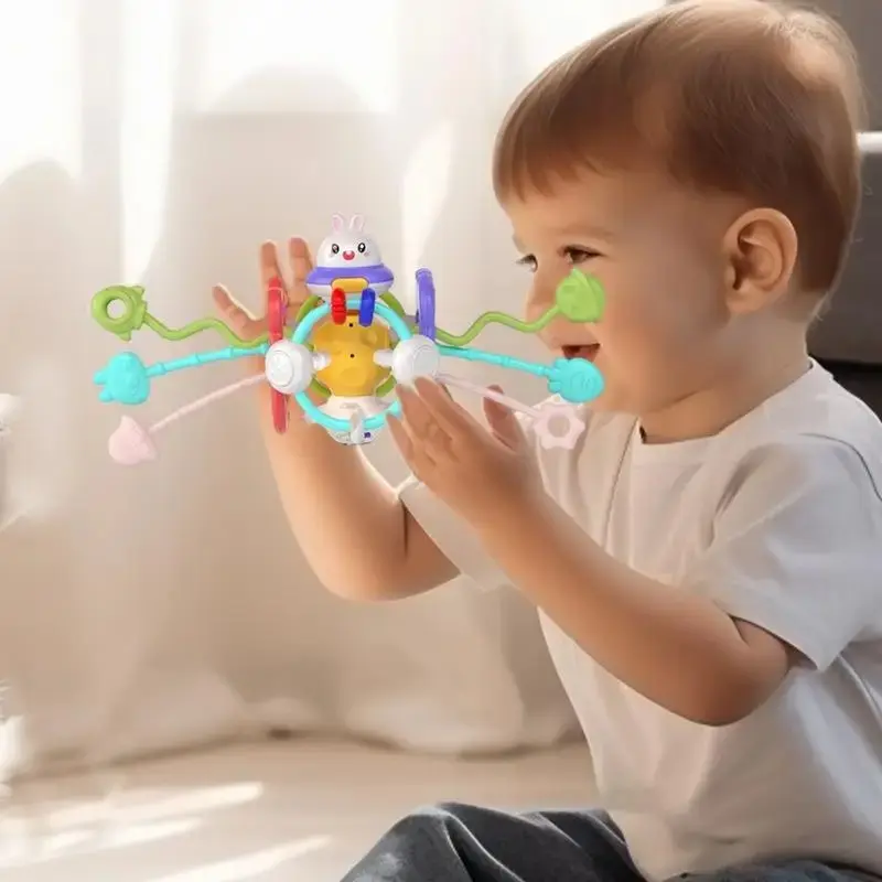 Pull String Activity Toy Cute Animal Busy Ball Rabbit Elephant Sensory Gift Early Educational Finger Toys for Kids Unicorn