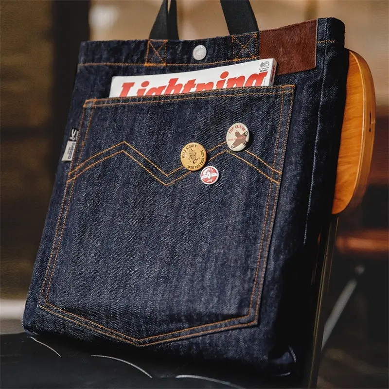 Madden Workwear American Retro Denim Single oulder Crossbody Bag Large Capaci Handheld Tablet Tote Bag for Men