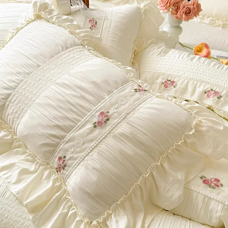 Princ Sle Floing Bubble Cotton Pillowcases Waed Cotton Pillow Covers Pair 48X74cm Embroidered Single Person Pillowcases