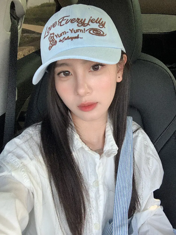  Women's Spring Summer New Hat Embroidered Bear Letter Soft Top Baseball Cap Milk Blue Trendy Casual Cotton ex Hat