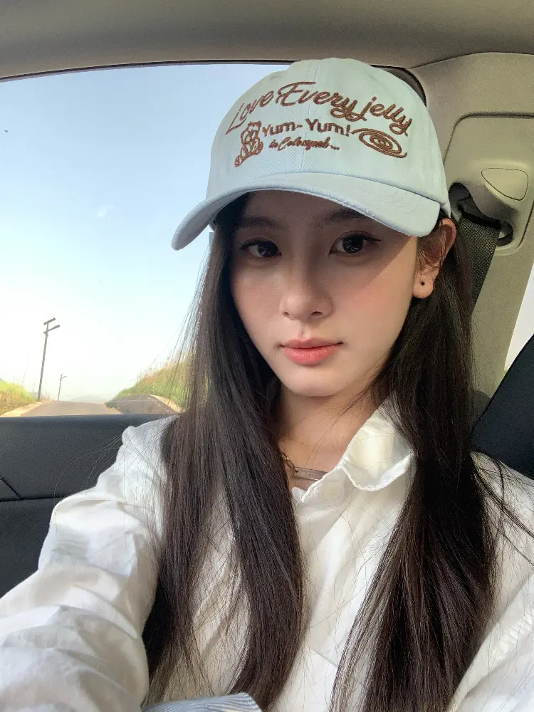  Women's Spring Summer New Hat Embroidered Bear Letter Soft Top Baseball Cap Milk Blue Trendy Casual Cotton ex Hat