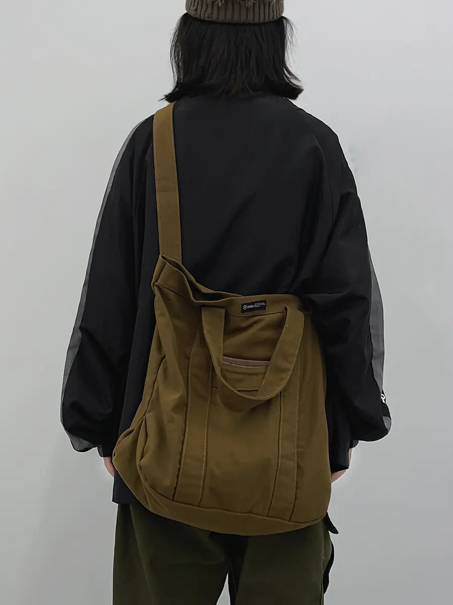 Large Capaci Canvas oulder Bag Men's Commuter Class Crossbody Bag Harajuku Sle Japanese Trend Soft Handle Zipper Closure