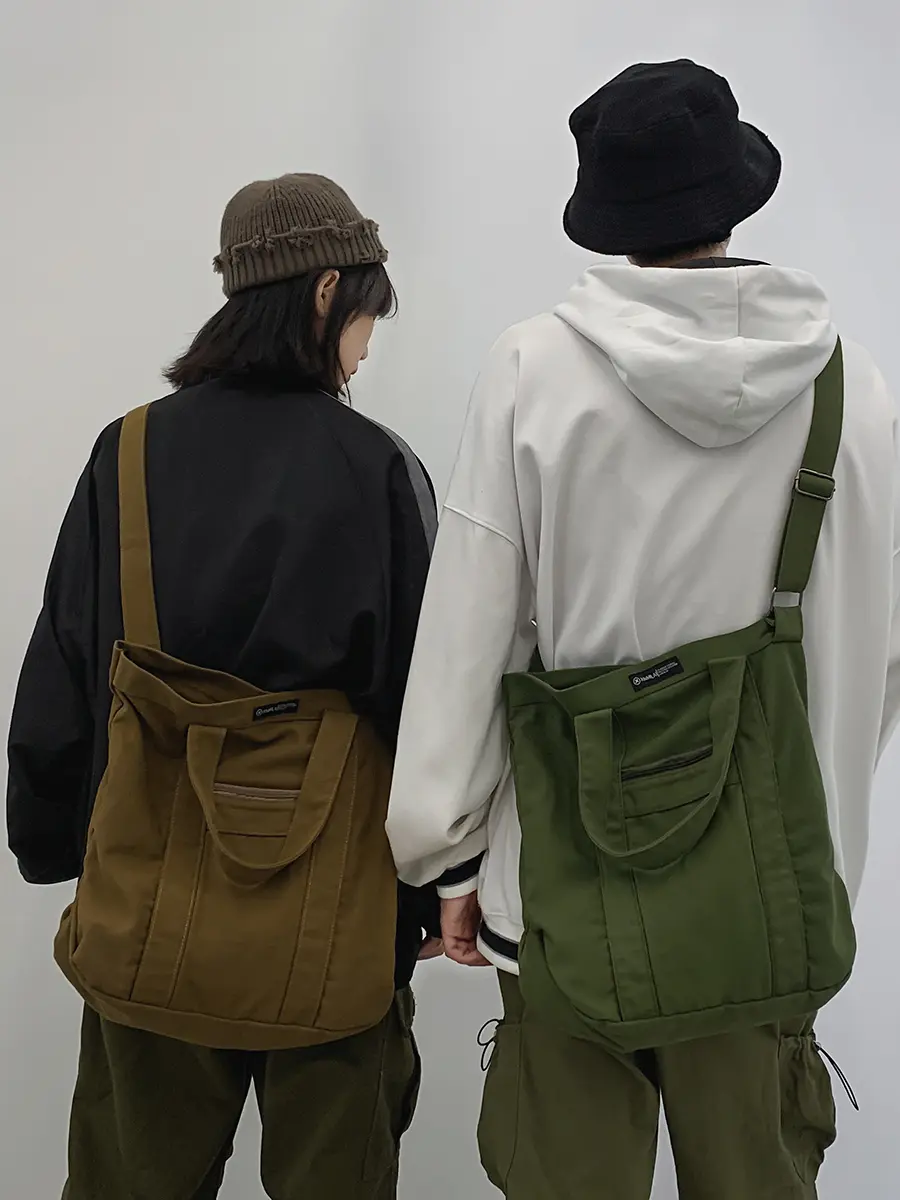 Large Capaci Canvas oulder Bag Men's Commuter Class Crossbody Bag Harajuku Sle Japanese Trend Soft Handle Zipper Closure