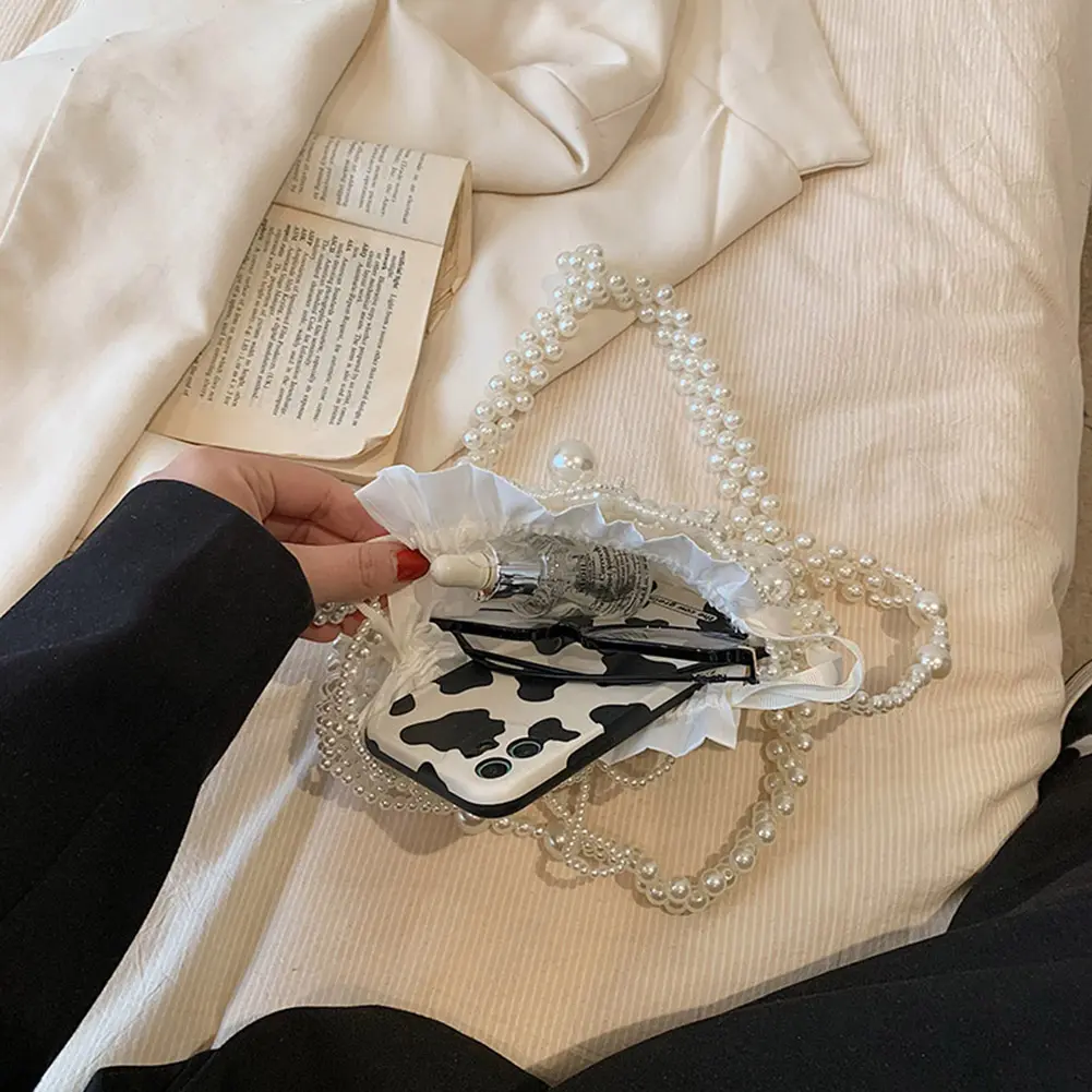 Women Mini Beaded Handbags Handmade Beading Evening Clutch Purse Retro Pearl Exquisite Elegant Shiny Female Coin Purse