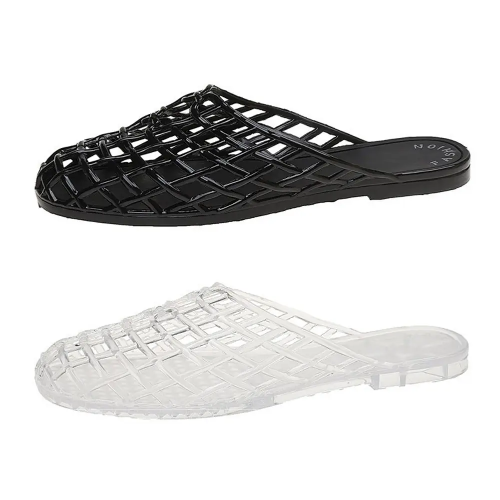 Women Jelly Flats Fashion Slip-On Flats Closed Toe Beach Jelly Shoes Lightweight Casual Flat Sandals Breathable for Summer Beach