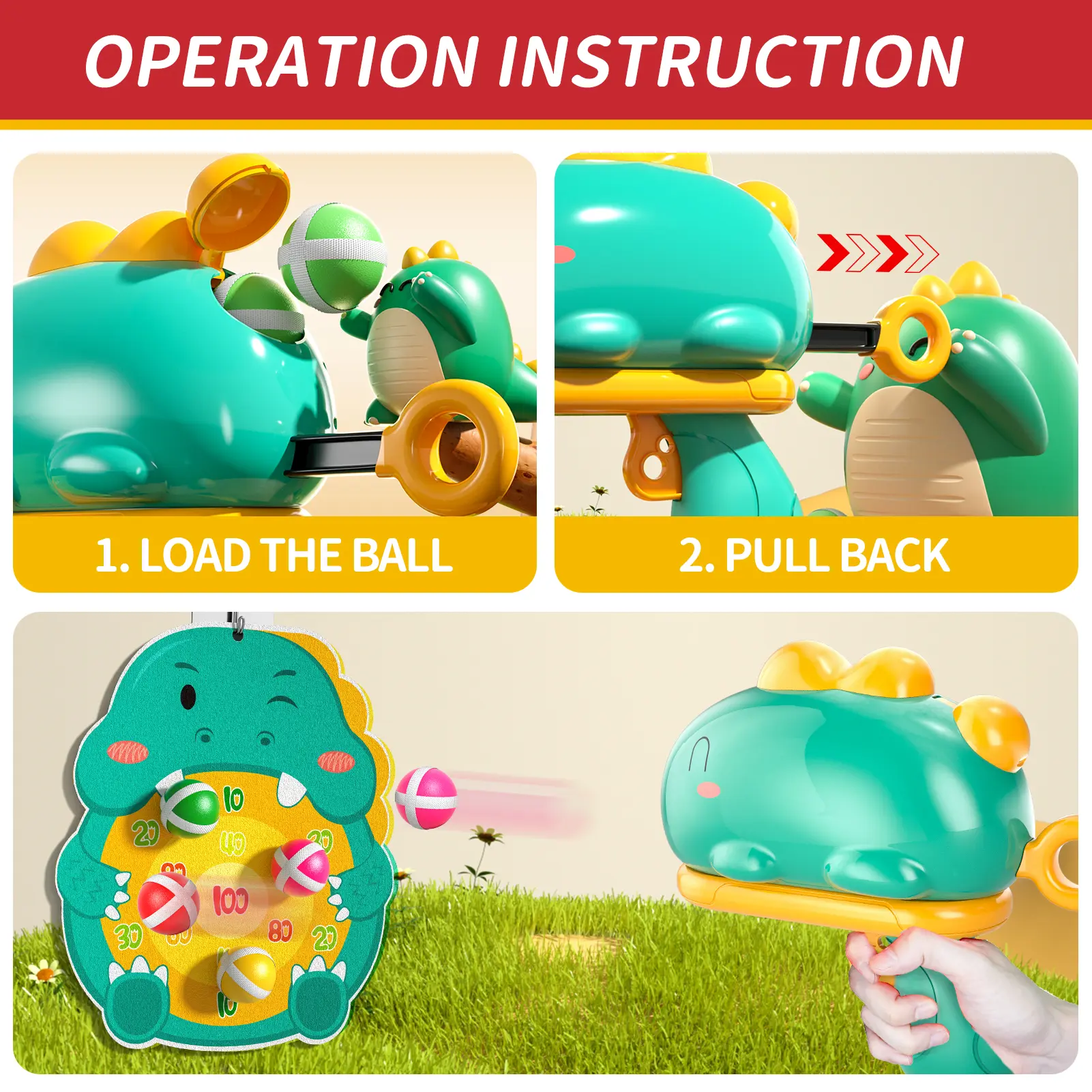 Indoor Kids Toys Gifts Cartoon Dinosaur Sticky Ball Gun Toys Games Dart Board Toys For Kids Ages 3-8 Boys Girls Birthday Gifts