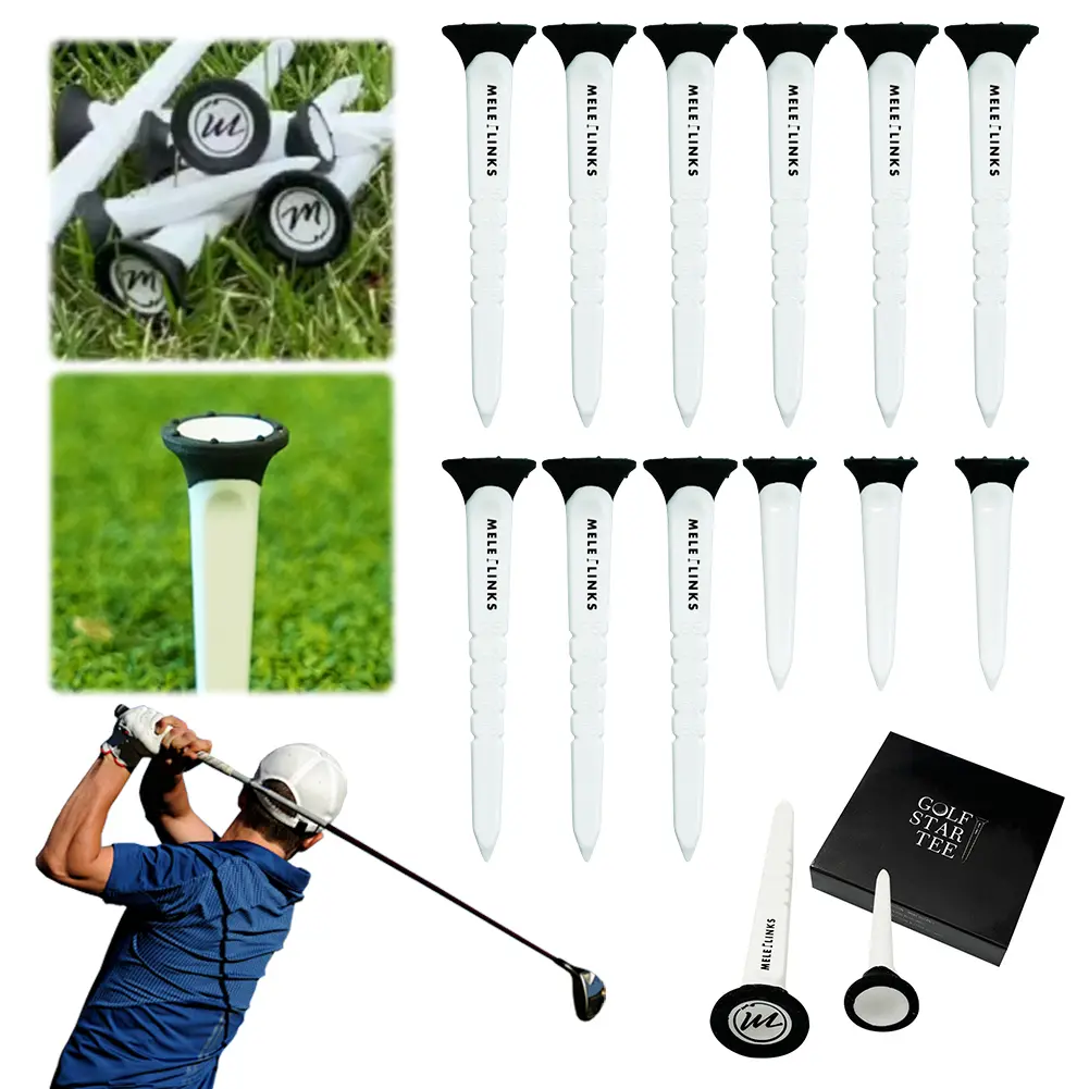 12Pcs Plastic Golf Tees Golf Ball Holder 5 Level Adjustable Height Golf Ball Nails Tees Golf Ball Holder Tees Golf Accessories