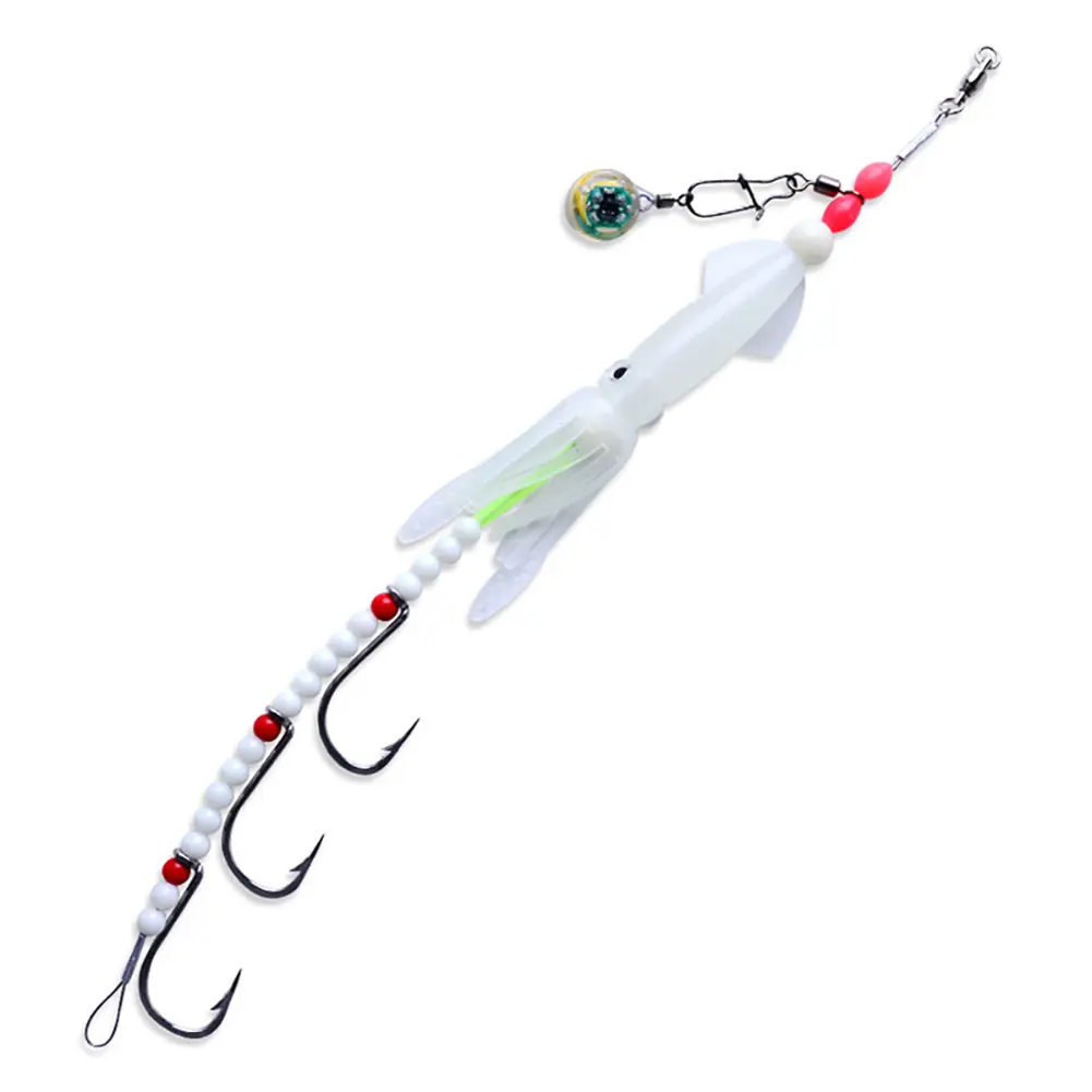 Octopus Squid Jig Fishing Lures with 3 Hooks Shrimp Lures Hook Luminous Luya Fishhook Bait Tackle Tool Night Fishing Accessories