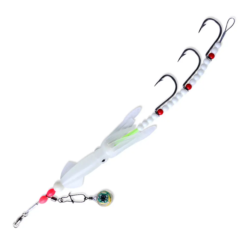 Octopus Squid Jig Fishing Lures with 3 Hooks Shrimp Lures Hook Luminous Luya Fishhook Bait Tackle Tool Night Fishing Accessories