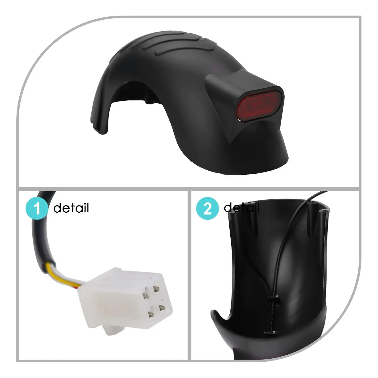 1 Set Electric Scooter Mudguard Rear Fen-der Splash Guard For Fenders With Tail Light Electric Scooter Accessories