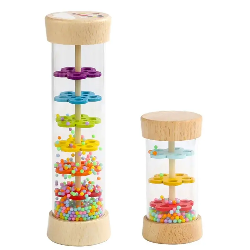 Rain Sound Tube Simulator Toy Rainbow Hourglass Sand Bell Educational Music Class Puzzle Half Discussion Instrument Kids Gift