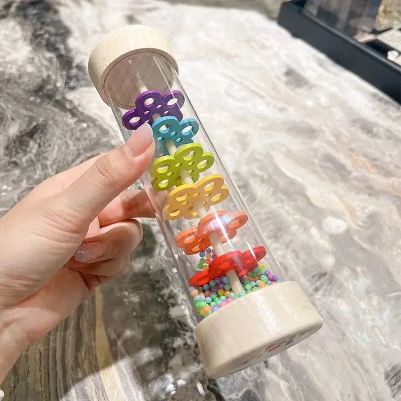 Rain Sound Tube Simulator Toy Rainbow Hourglass Sand Bell Educational Music Class Puzzle Half Discussion Instrument Kids Gift