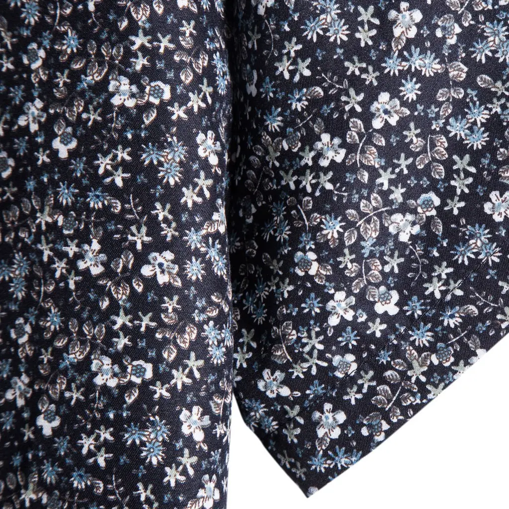 Men's Vintage Fashion Shirts Summer Casual Short Sleeve Little Floral Printing Lapel Neck Temperament Beach Holiday Wear