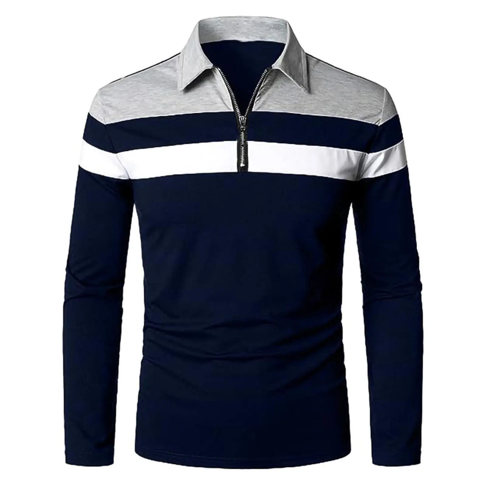 Color Block Shirt For Men Spring And Autumn Fashion Striped Color Matching Lapel Neck Long Sleeved Comfty Shirts for Work Wear