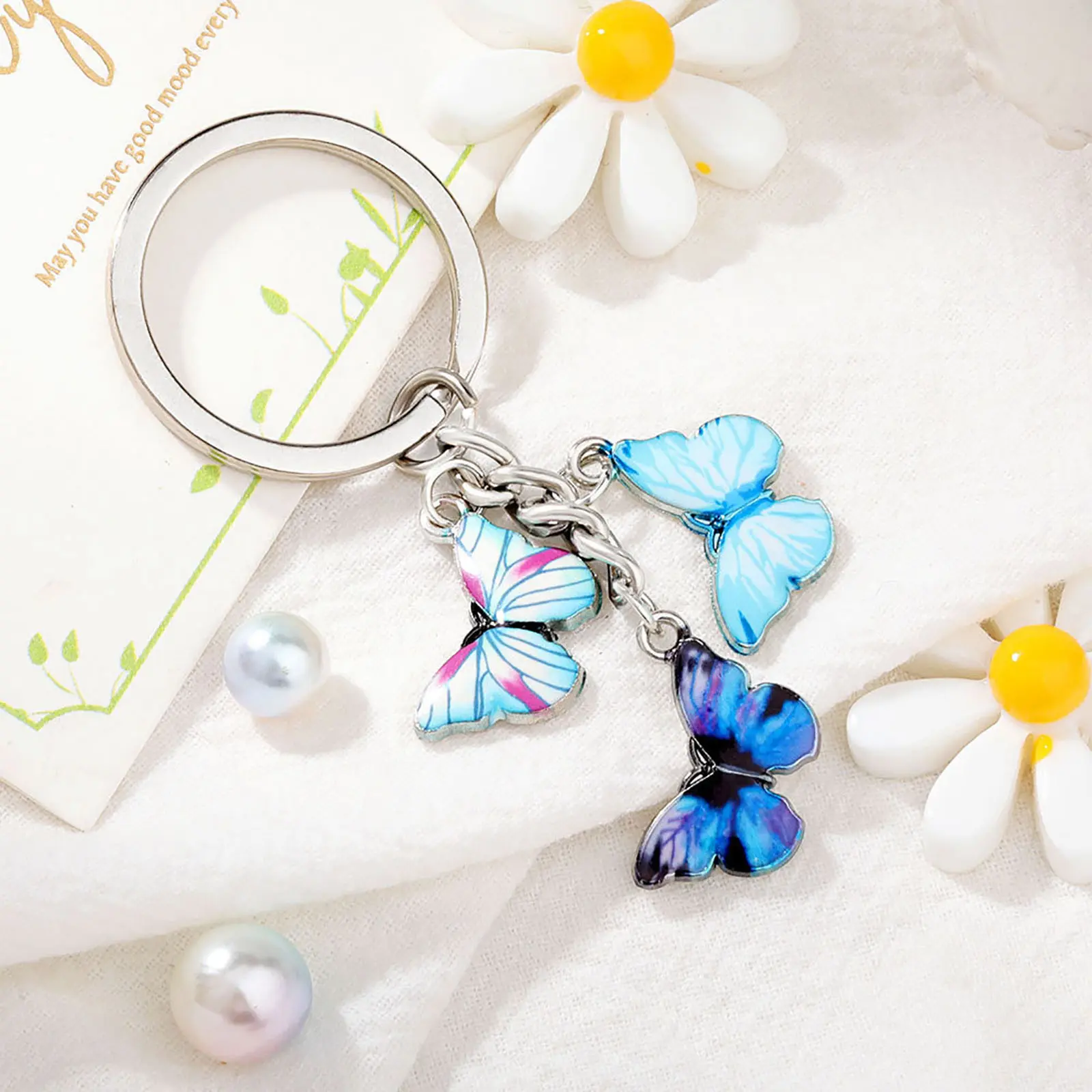 Keychain For Women Pendant Dripping Bag Colorful Butterfly Creative Keyring Female Fashion Pendant Defensive Spray Keychains