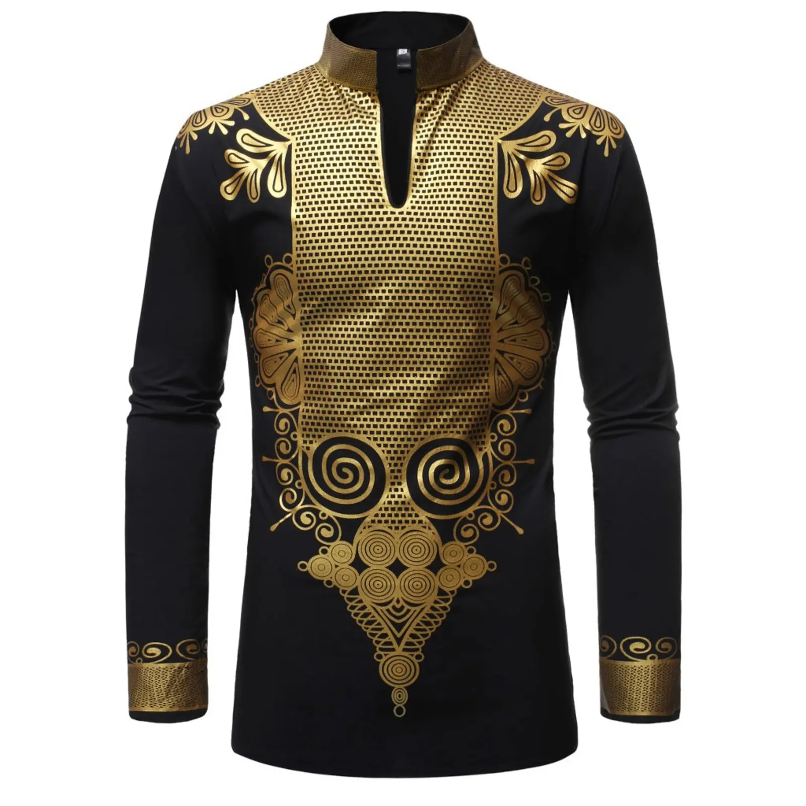Dragon for Men Mens Stand Pullover Shirt Mens African Turkish Chieftain Print Robe Shirt Simple Long Sleeve Shirt Men