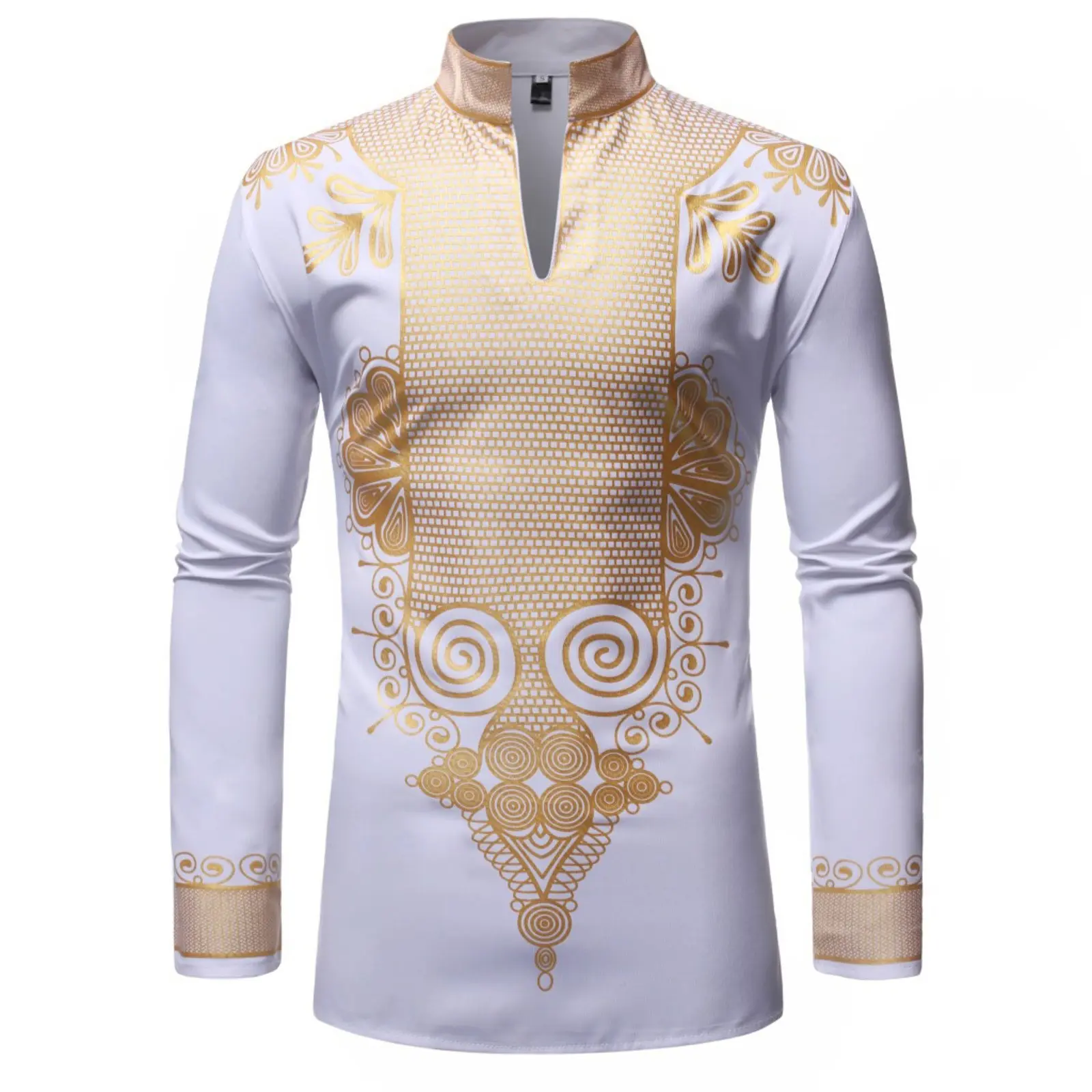Dragon for Men Mens Stand Pullover Shirt Mens African Turkish Chieftain Print Robe Shirt Simple Long Sleeve Shirt Men