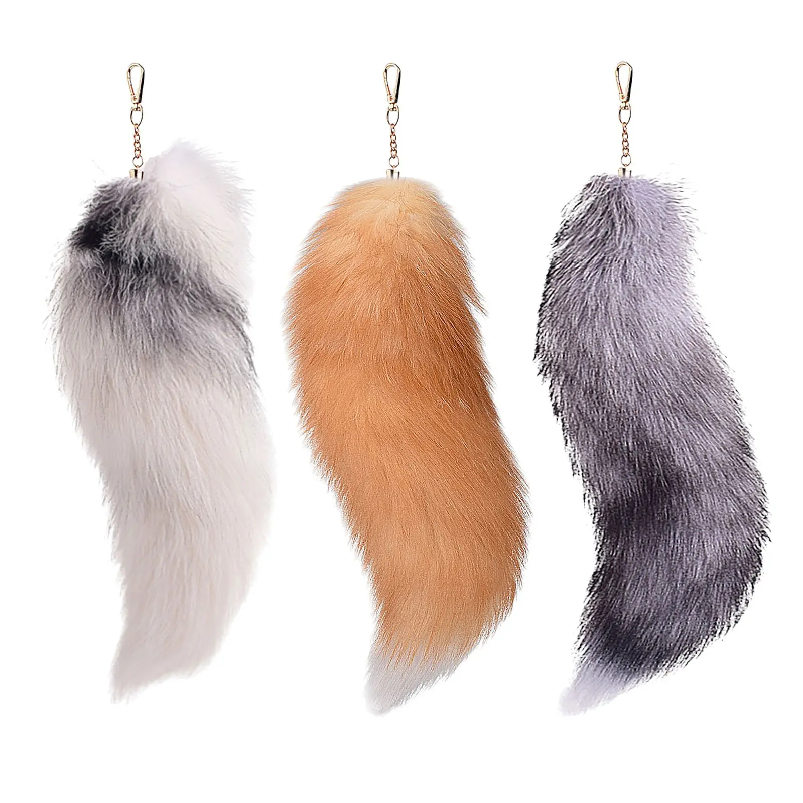 3 Pcs Tail 15.8 Inch Long Therian Tail With Clasp Halloween Soft Tail Keychain Hanging Tails For Women Adult Thin Wallet Women