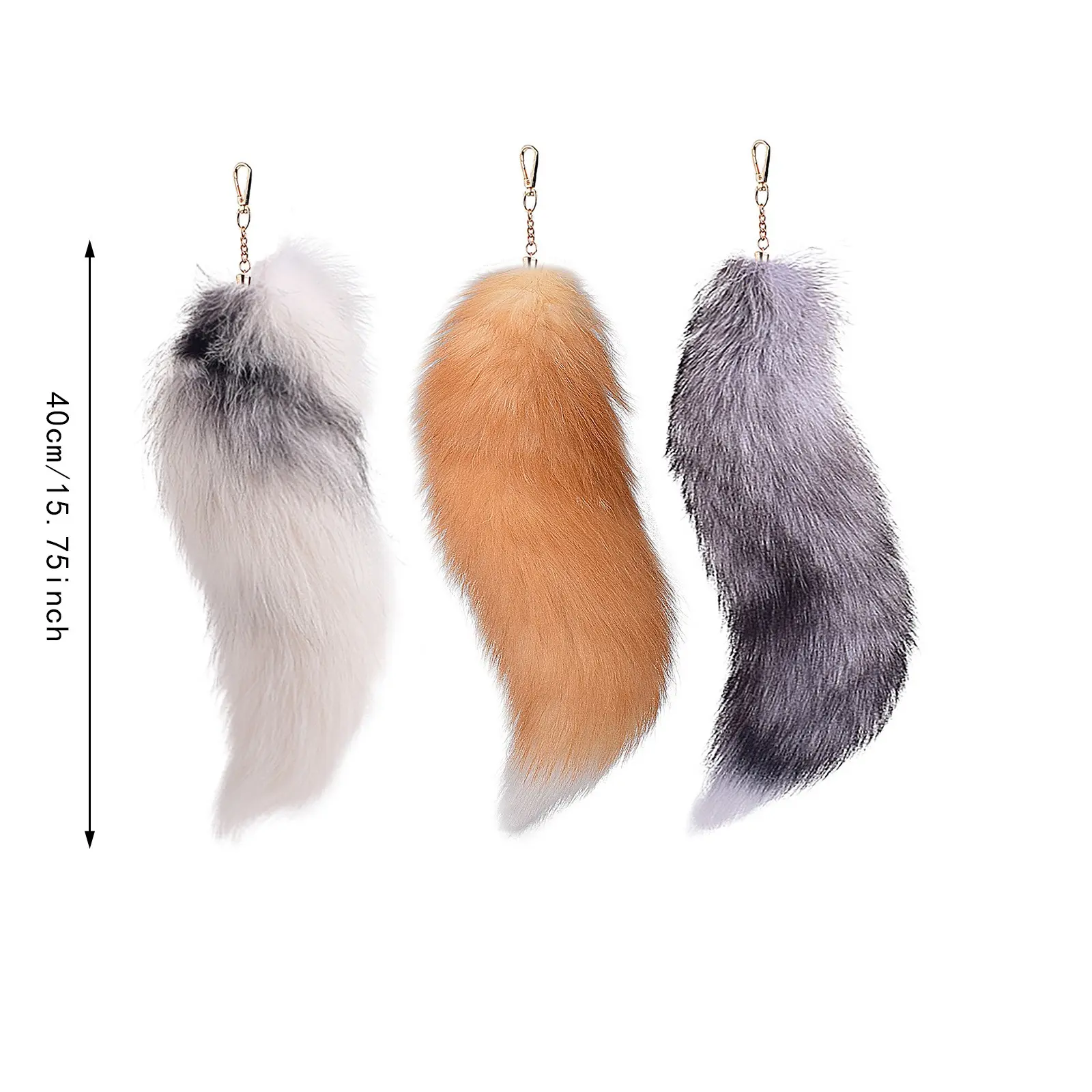 3 Pcs Tail 15.8 Inch Long Therian Tail With Clasp Halloween Soft Tail Keychain Hanging Tails For Women Adult Thin Wallet Women