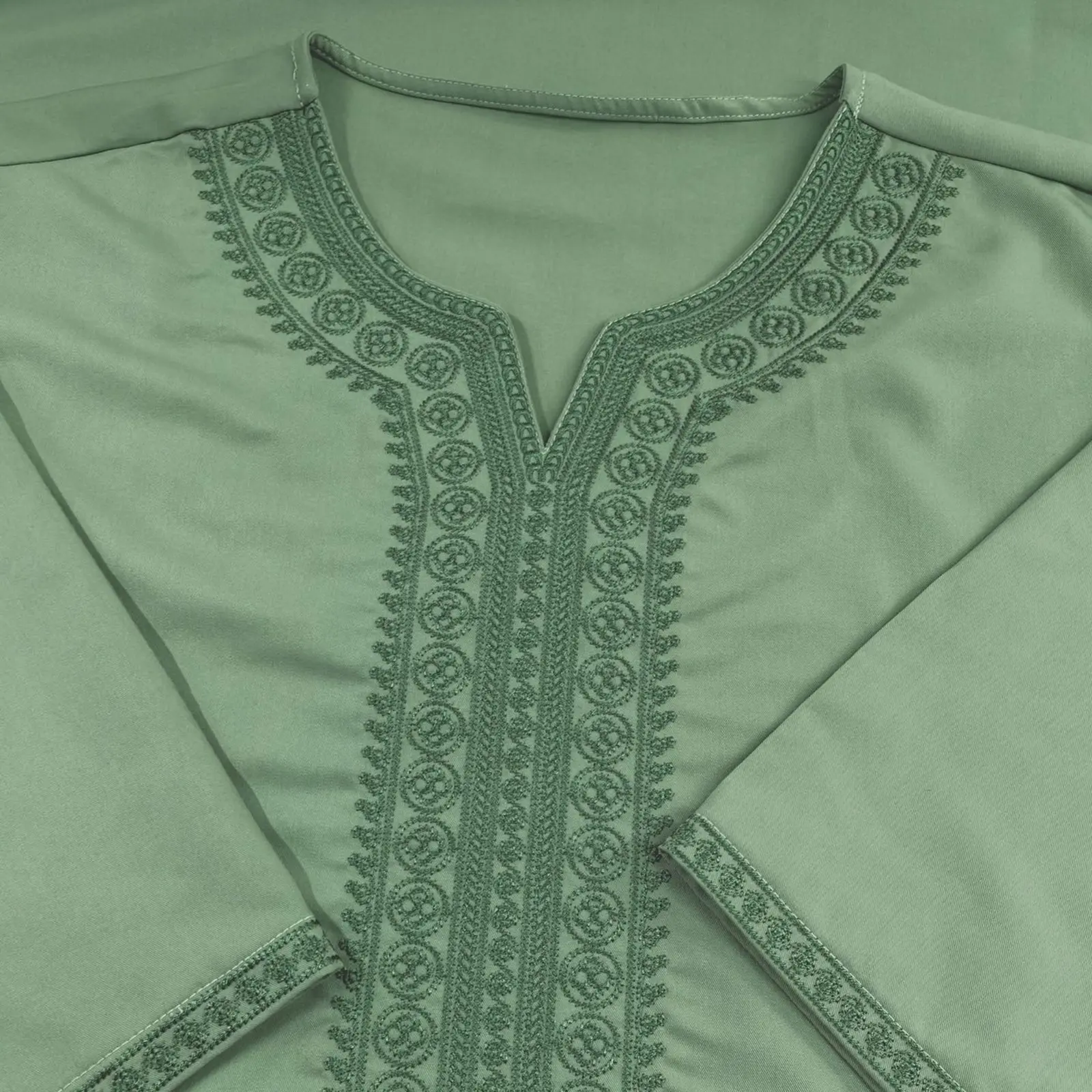 Large T Shirts for Men Male Middle Muslim Ethnic Clothing Loose Embroidered Pocket Casual Robes Top