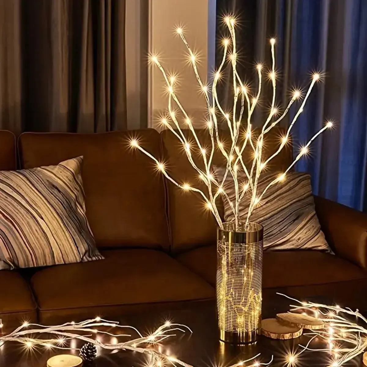 LED White Birch Branch Christmas Tree Branch Fairy Garland Light Party Wedding Decoration Dinner Table Lamp Fairy Light String