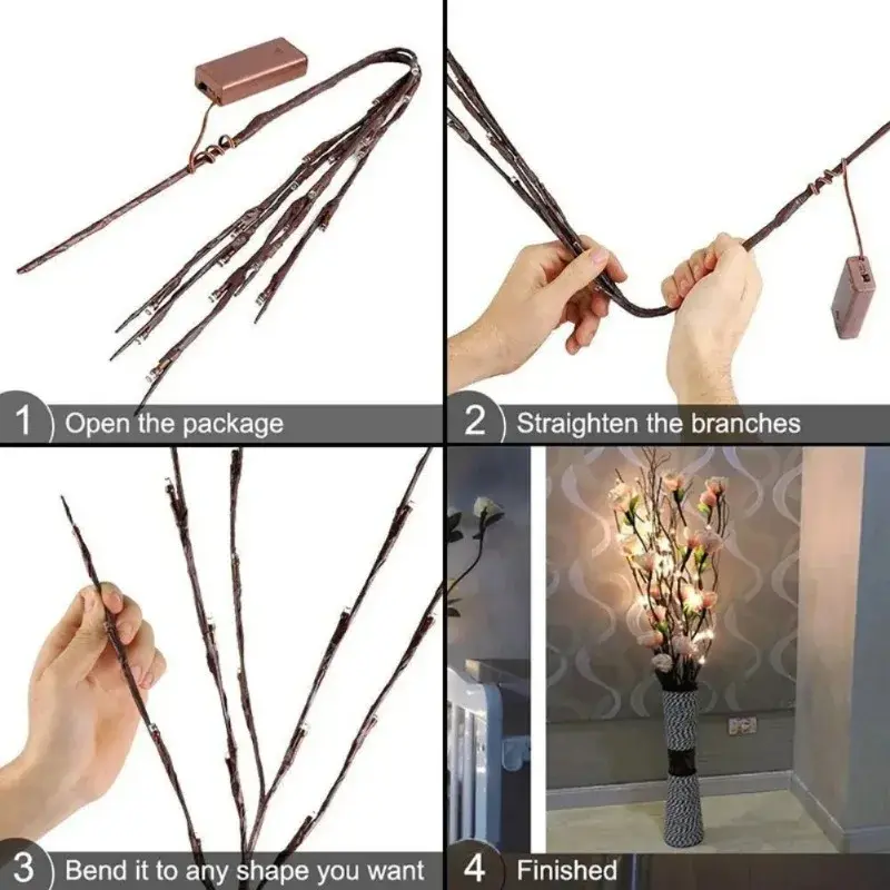 LED White Birch Branch Christmas Tree Branch Fairy Garland Light Party Wedding Decoration Dinner Table Lamp Fairy Light String