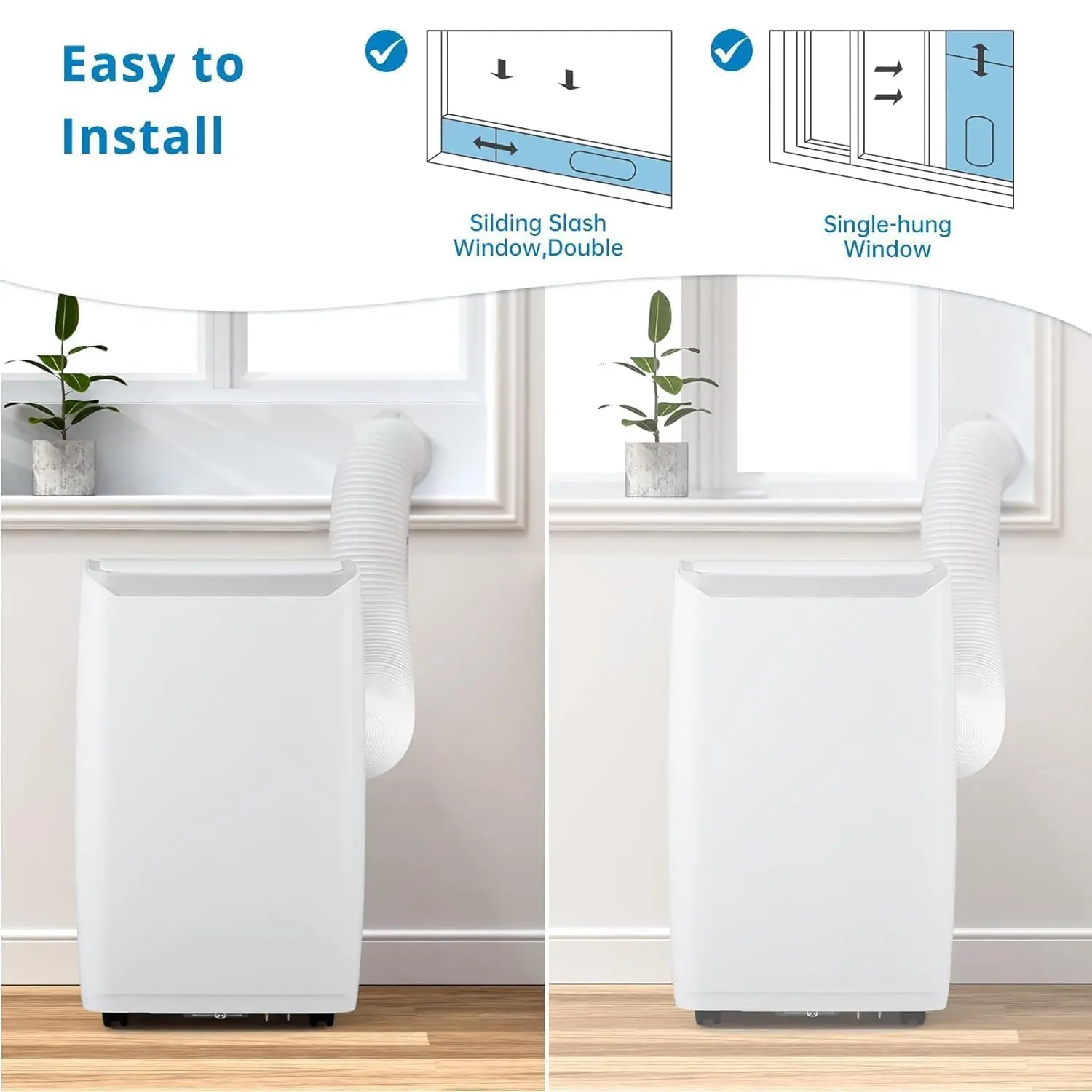 12000 BTU Room Portable Air Conditioner Powerful & Efficient Cooling with LED Touch Panel & Remote, R32 Eco-Friendly Refrigerant
