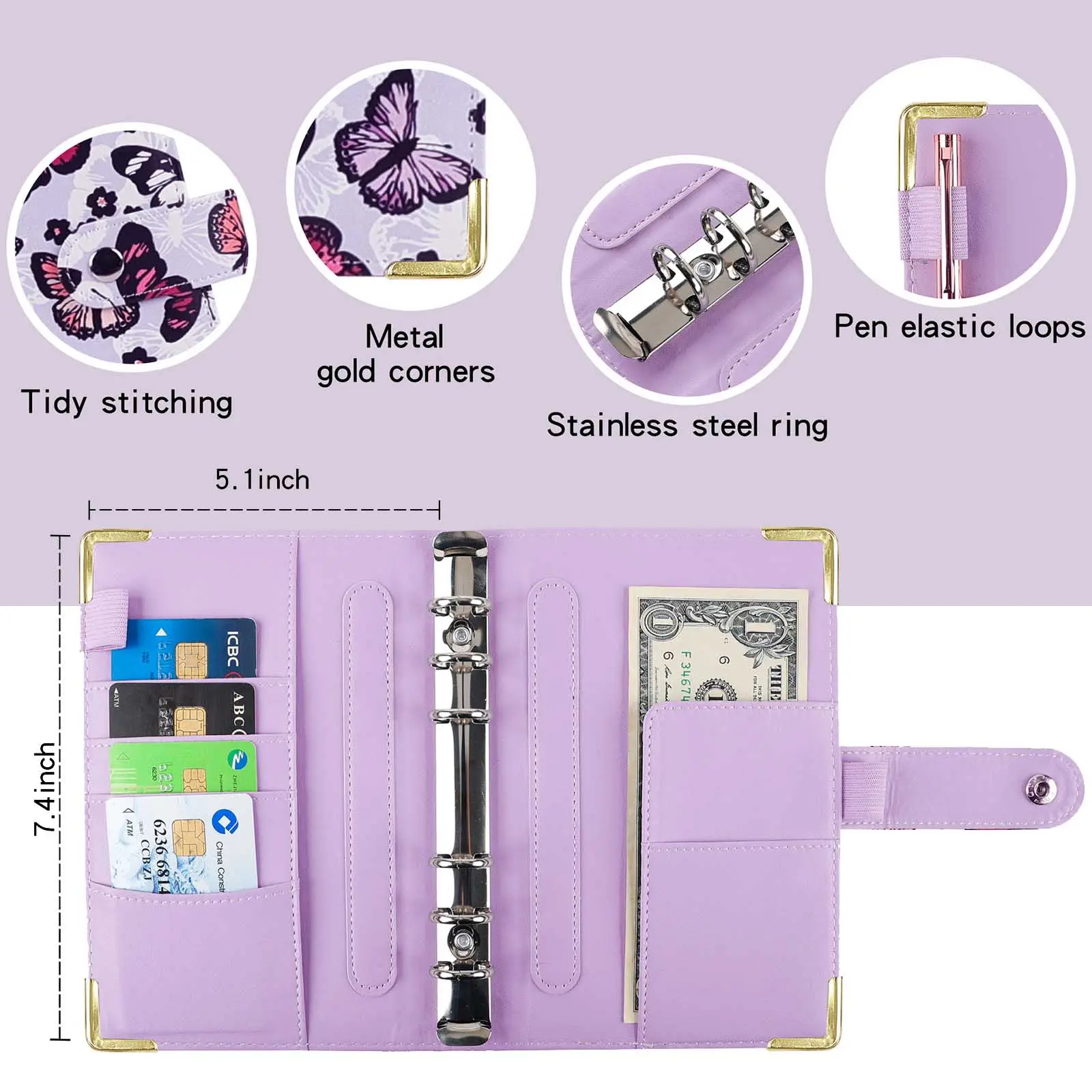 A6 Budget Binder Budget Planner Money Organiser With Zipper Bag Stickers Lightweight Portable Bookkeeping