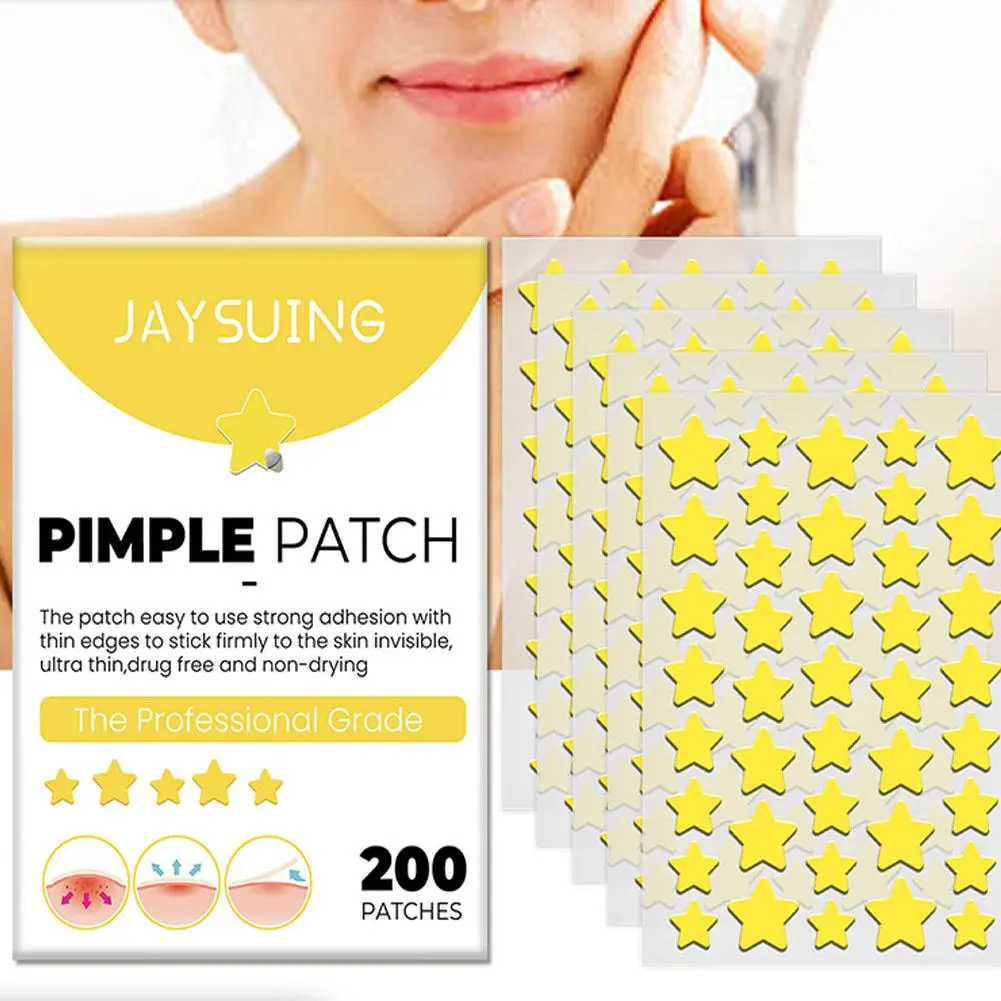 200 Counts Colorful Cute Star Heart Shaped Acne Pimple Patch For Face Invisible Zits & Blemishes Cover Stickers Skin Care