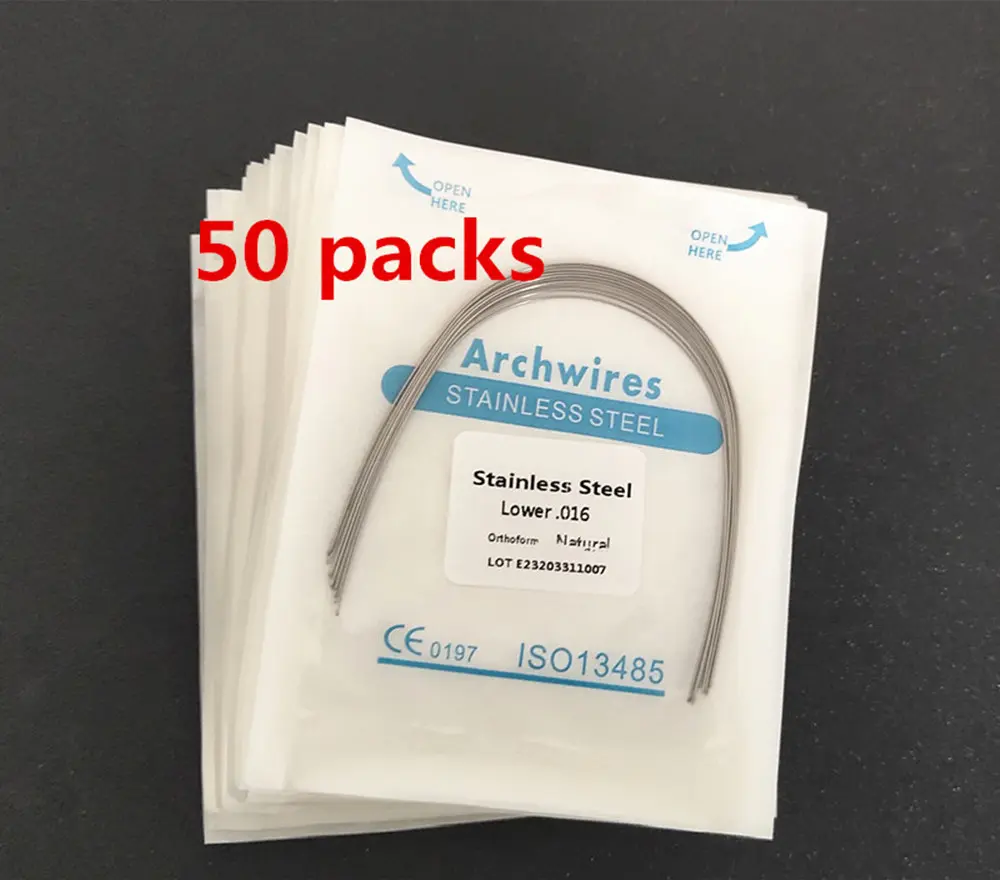 50Packs Stainless Steel Round/Rectangular Arch Wires Nature Natural