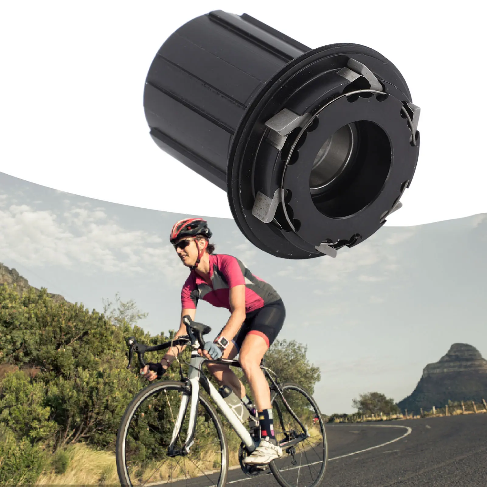 Road Bike Freehub Body 15mm Aperture High Strength Bike Cassette Body 2 Bearing D043 6 Claw Replacement for Cycling