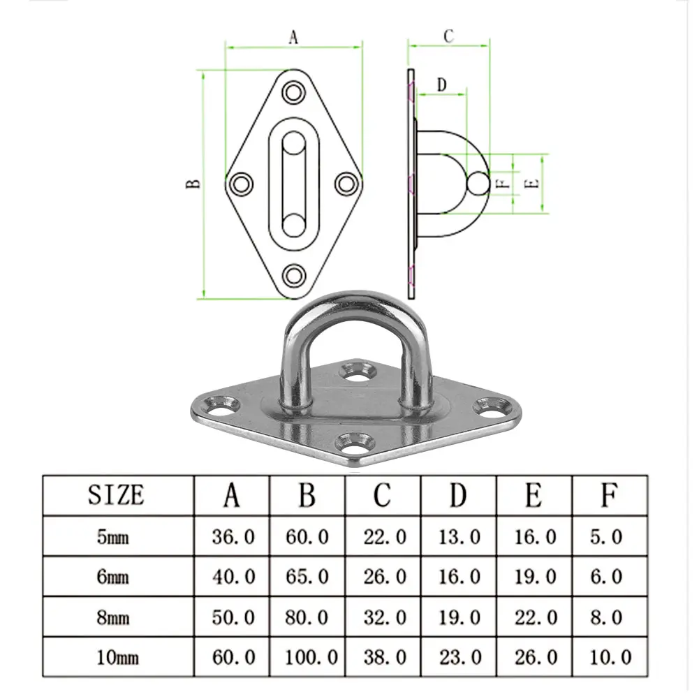 Boat Diamond Pad Eye 4 Types 304 Stainless Steel Boat Diamond Pad Eye Plate Marine Grade Boat/Yacht Accessory Diamond Pad Eye
