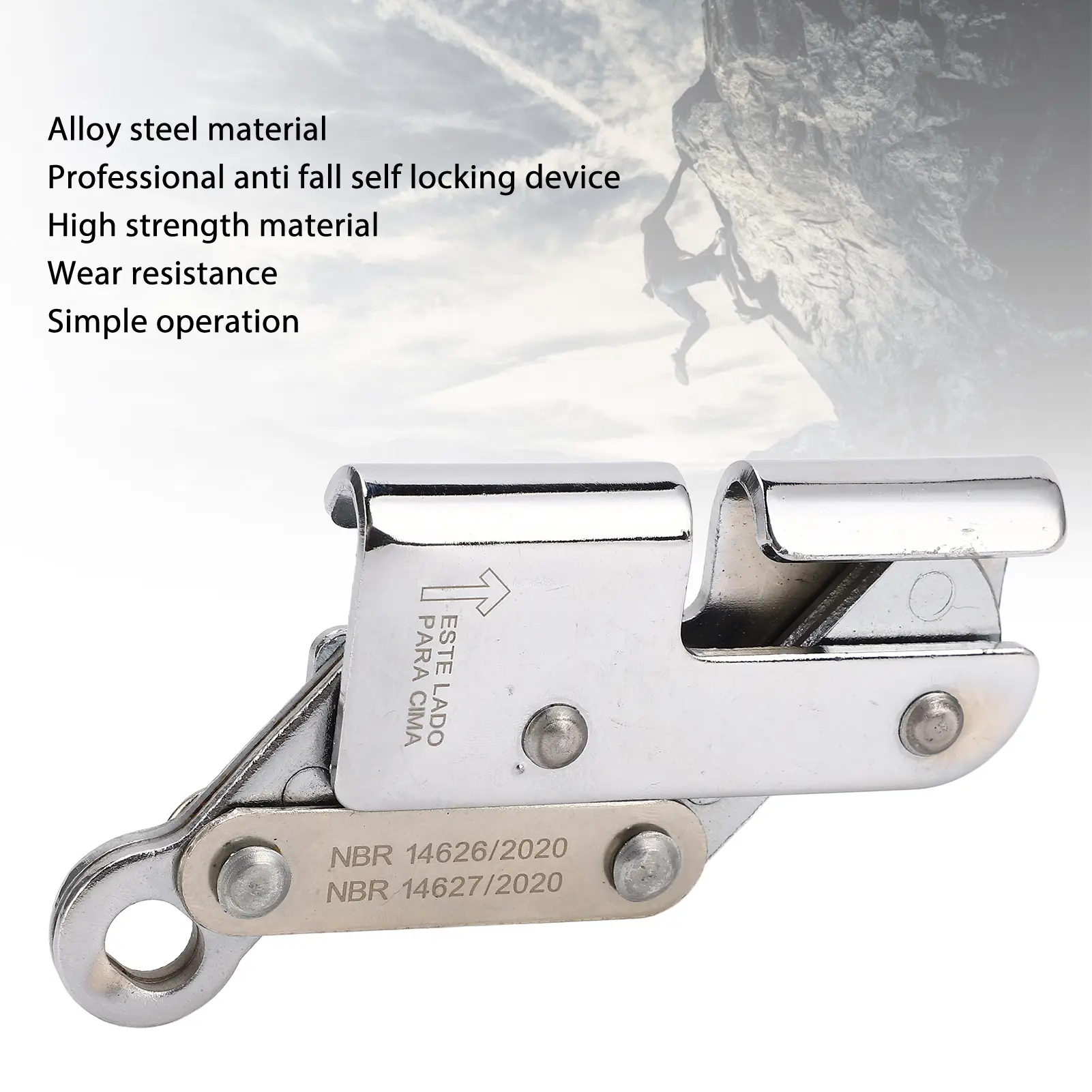 Quick Rock Climbing Rope Grab Strong and Alloy Steel Self Braking Stop Descender Easy To Operate for Rock Climbing