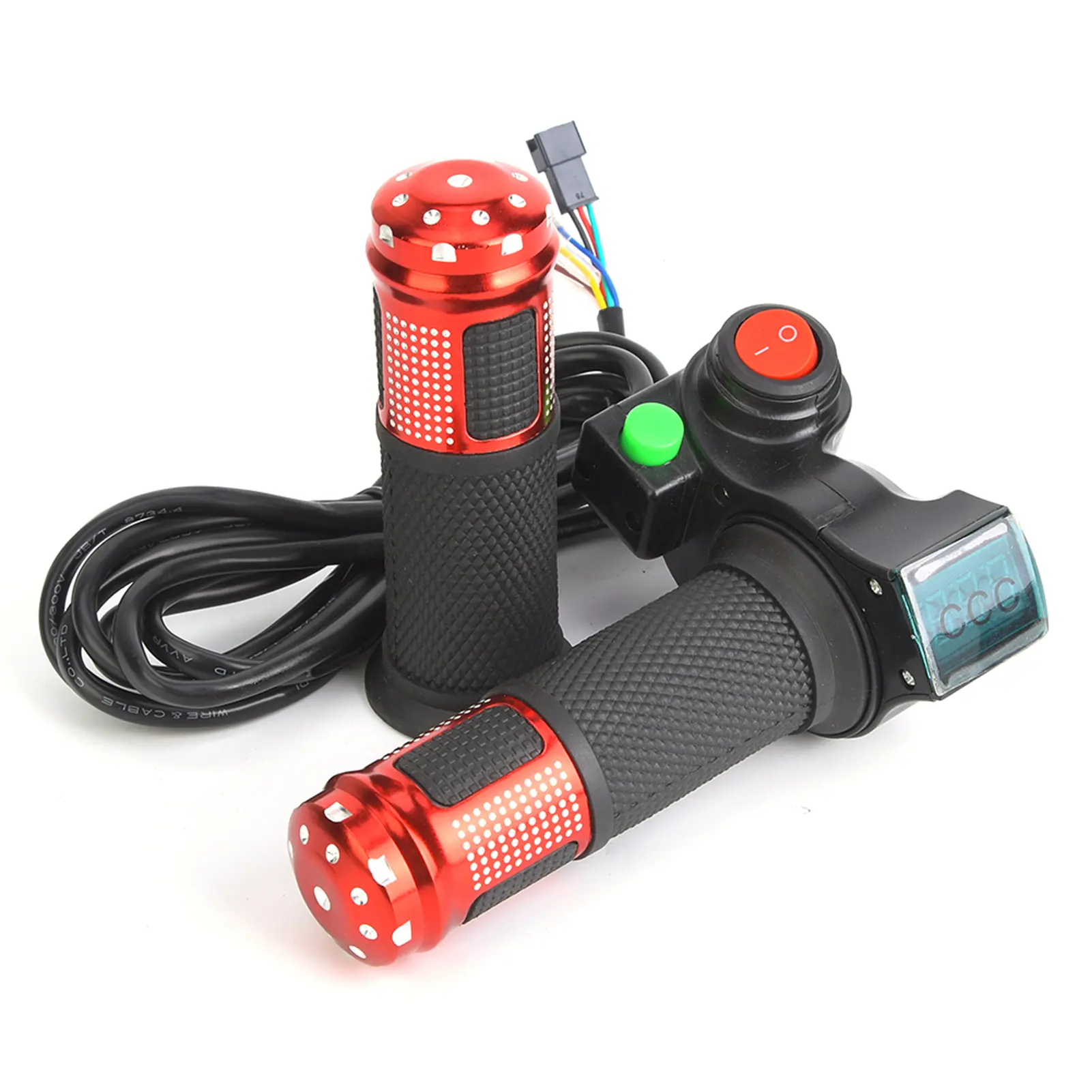1 Pair Electric Bike Twist Throttle with LED Voltage Display for 12-99V Electric Bike Scooter
