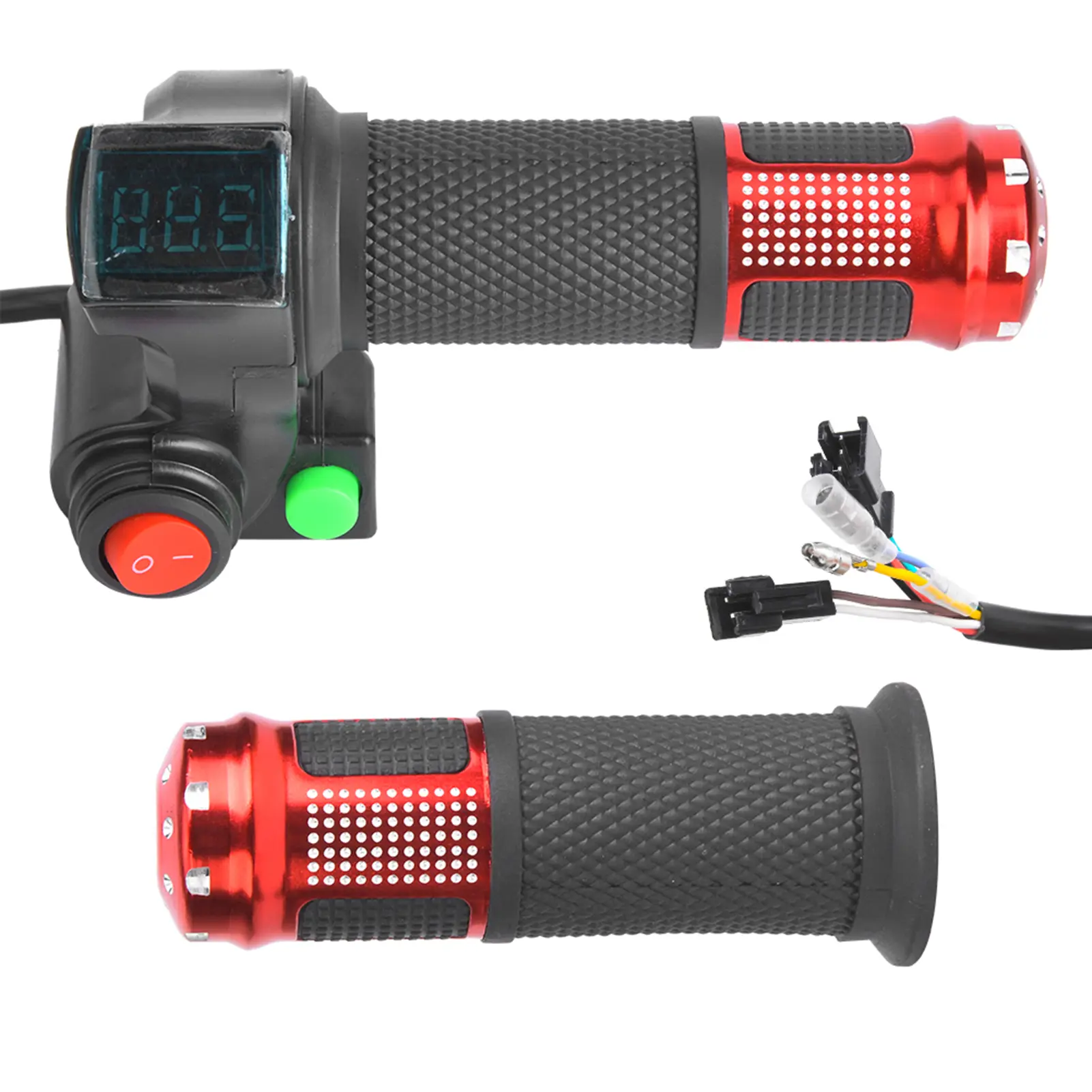 1 Pair Electric Bike Twist Throttle with LED Voltage Display for 12-99V Electric Bike Scooter