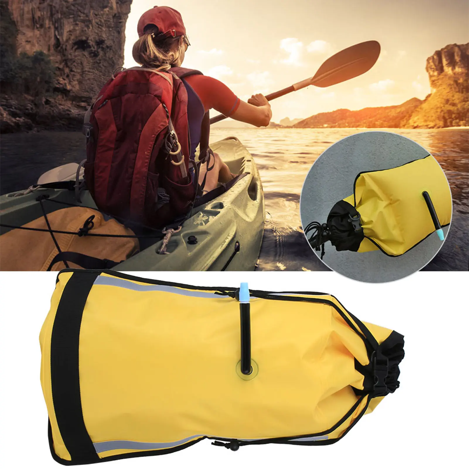 Floating Bag Nylon Rescue Inflatable Paddle Float Floating Bag for Canoe Kayak Seayak Seayak Paddle Floating Bag Paddle Float