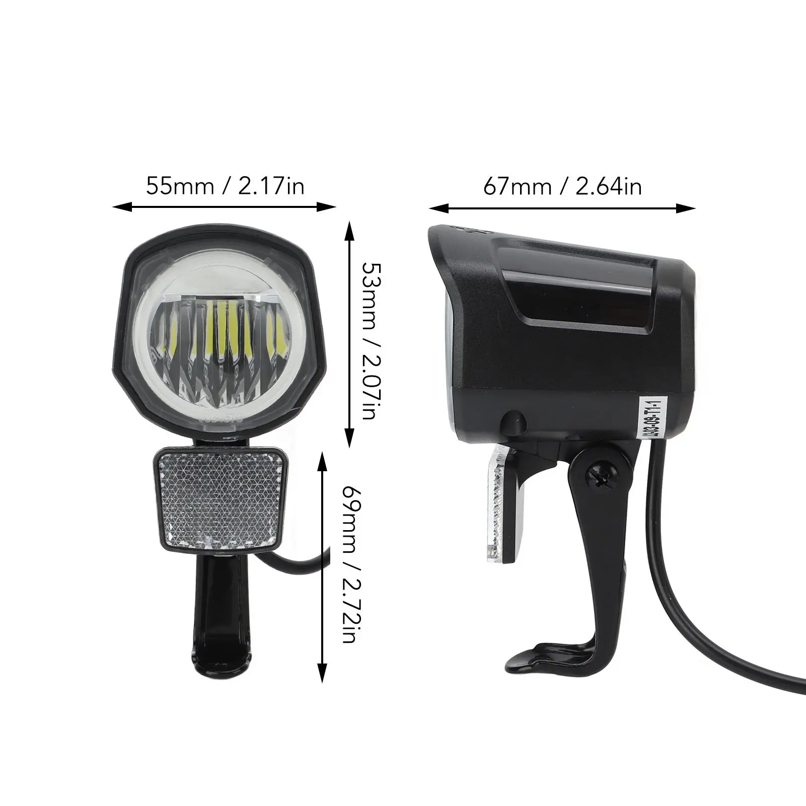 Electric Bike Front Light DC12V to 72V LED Light SM Plug 2 Pin ABS High Brightness Electric Bike Headlight