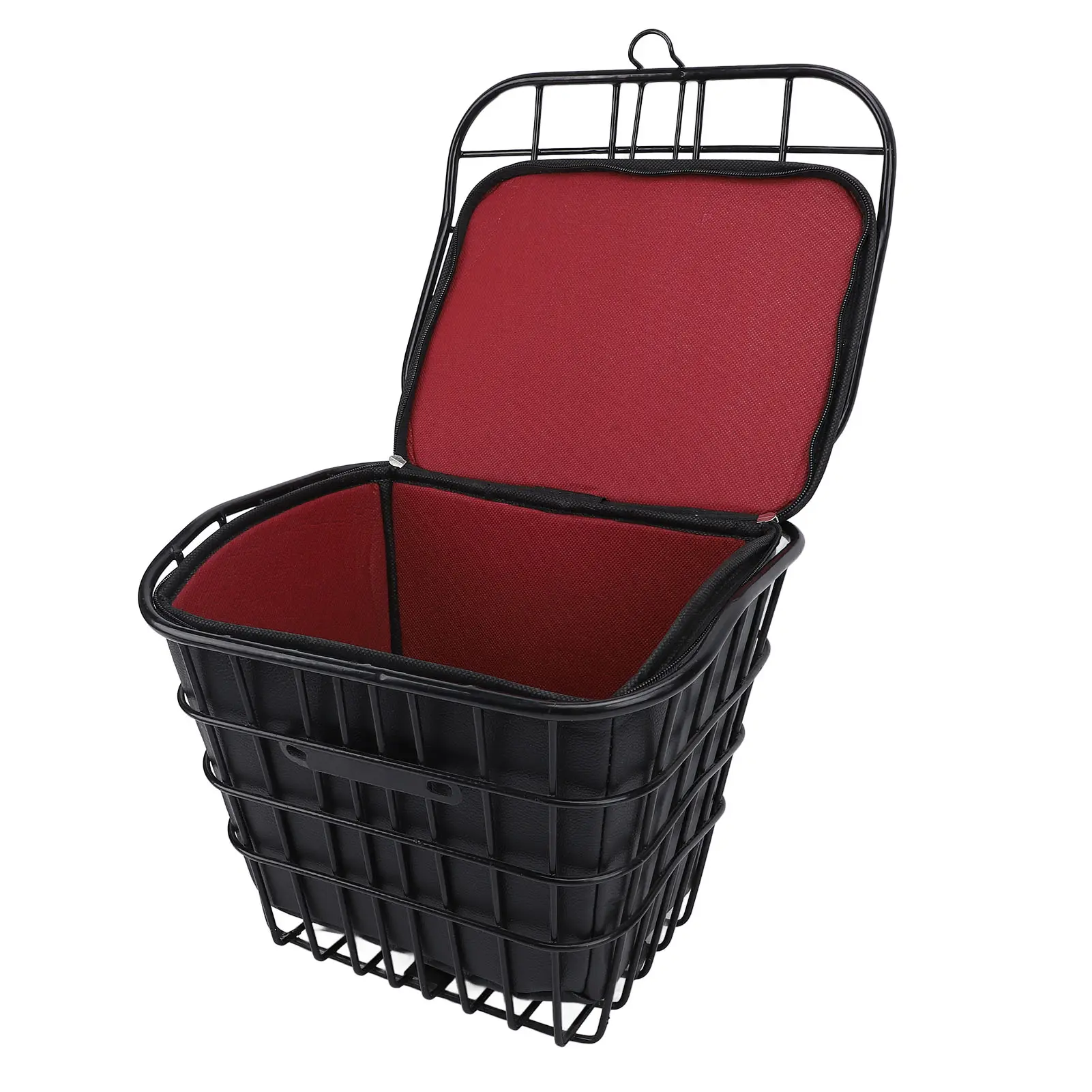 Bike Basket with Black Liner Bag Easy Installation Water Resistant Metal Bike Front Storage Basket for Electric Scooters Bikes