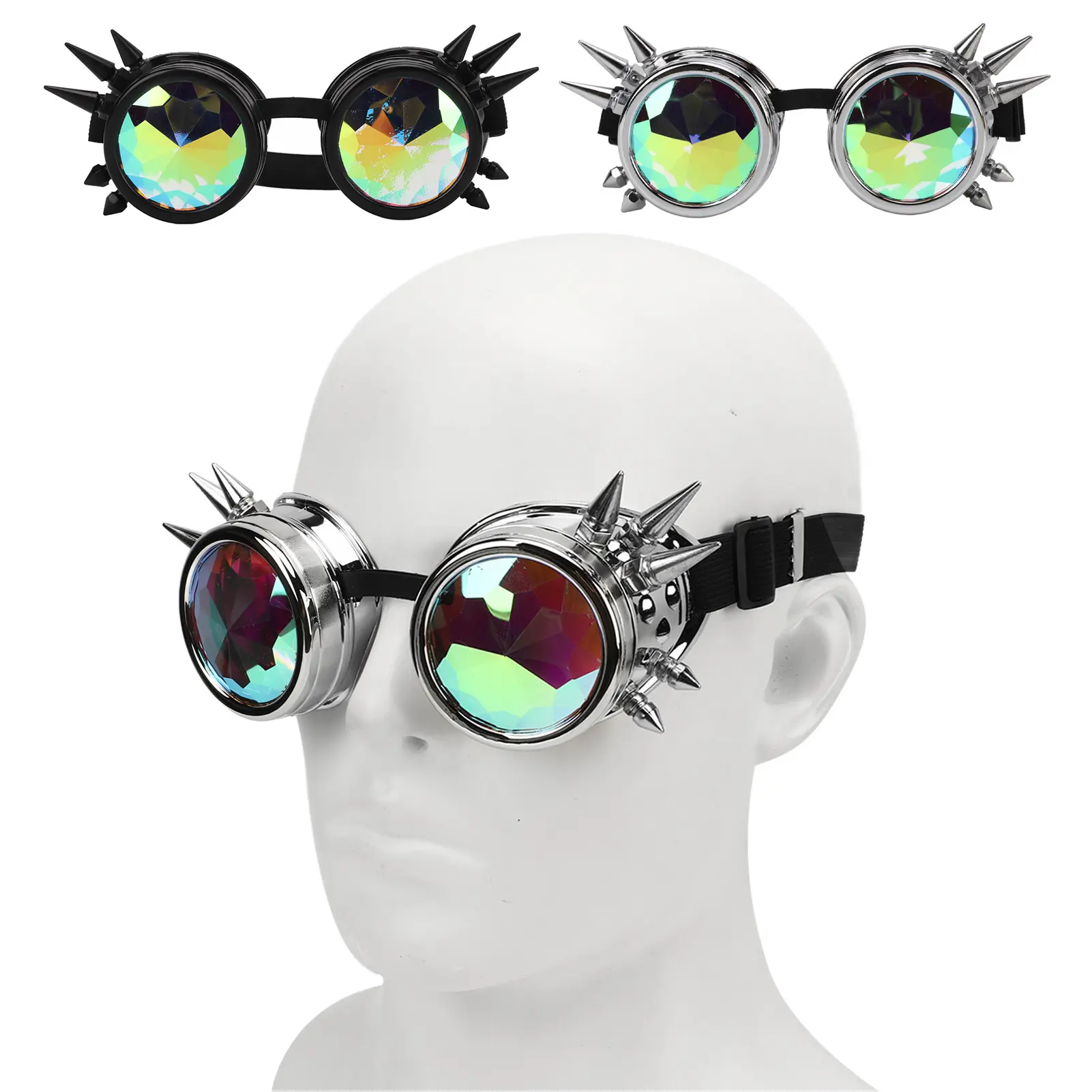Kaleidoscope Rave Glasses Steampunk Goggles Retro PC ABS with Elastic Band Kaleidoscope Rave Glasses for Party Steampunk Goggles