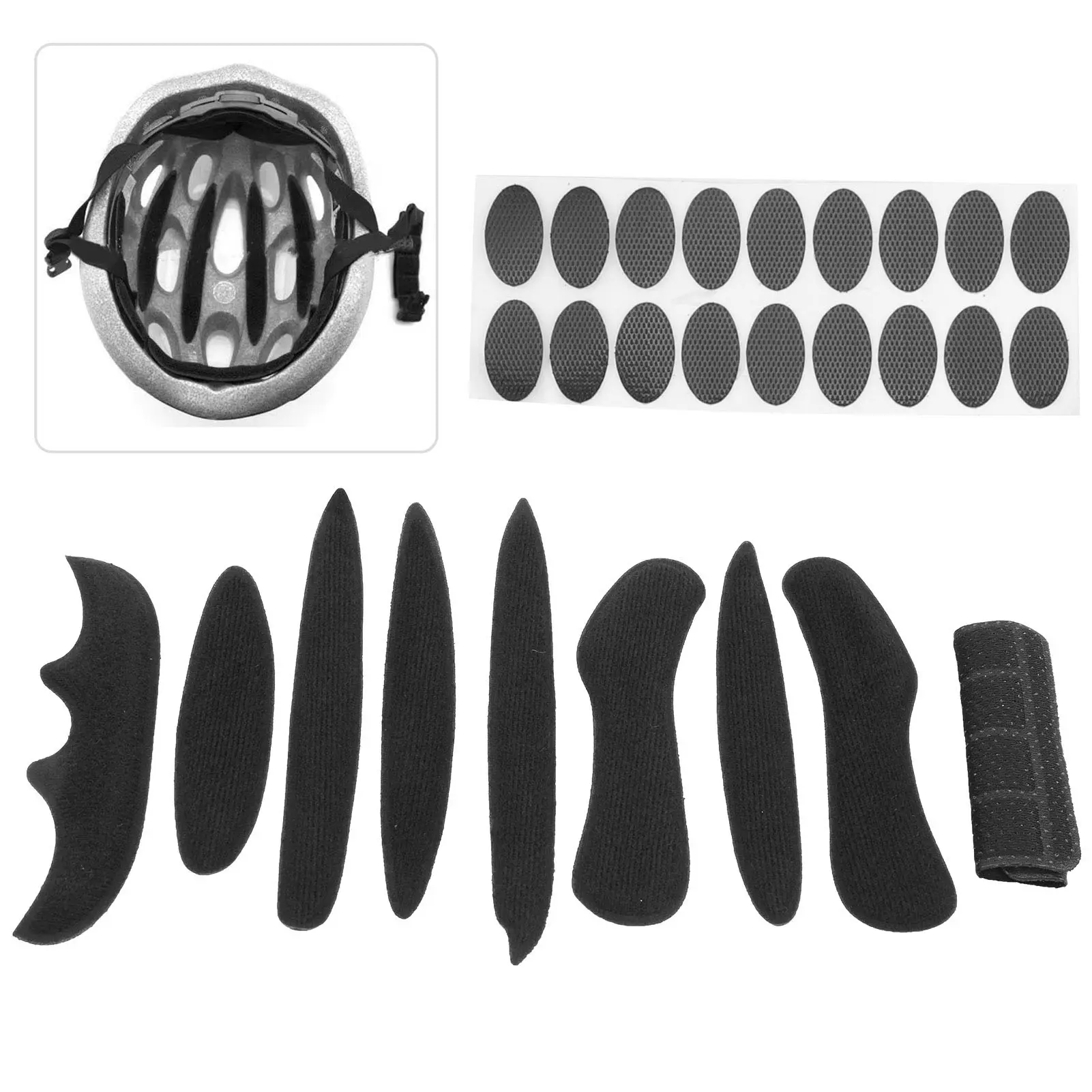 Electric Bike Helmet Liner 2 Set Bicycle Electric Bike Helmet Liner Lining Hook&amp loop Sponge Combination Set Helmet Accessory