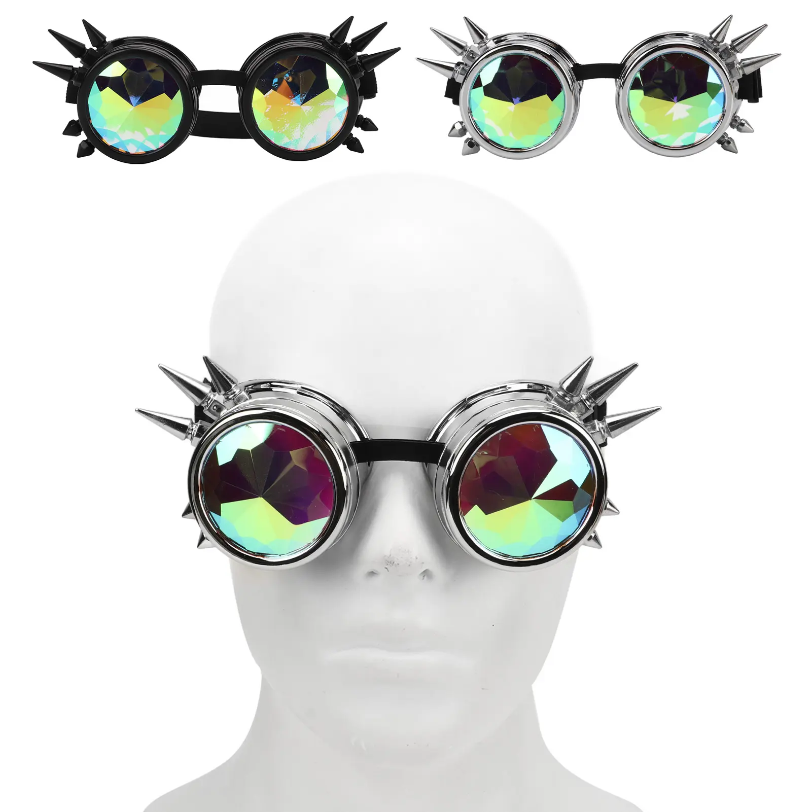 Kaleidoscope Rave Glasses Steampunk Goggles Retro PC ABS with Elastic Band Kaleidoscope Rave Glasses for Party Steampunk Goggles