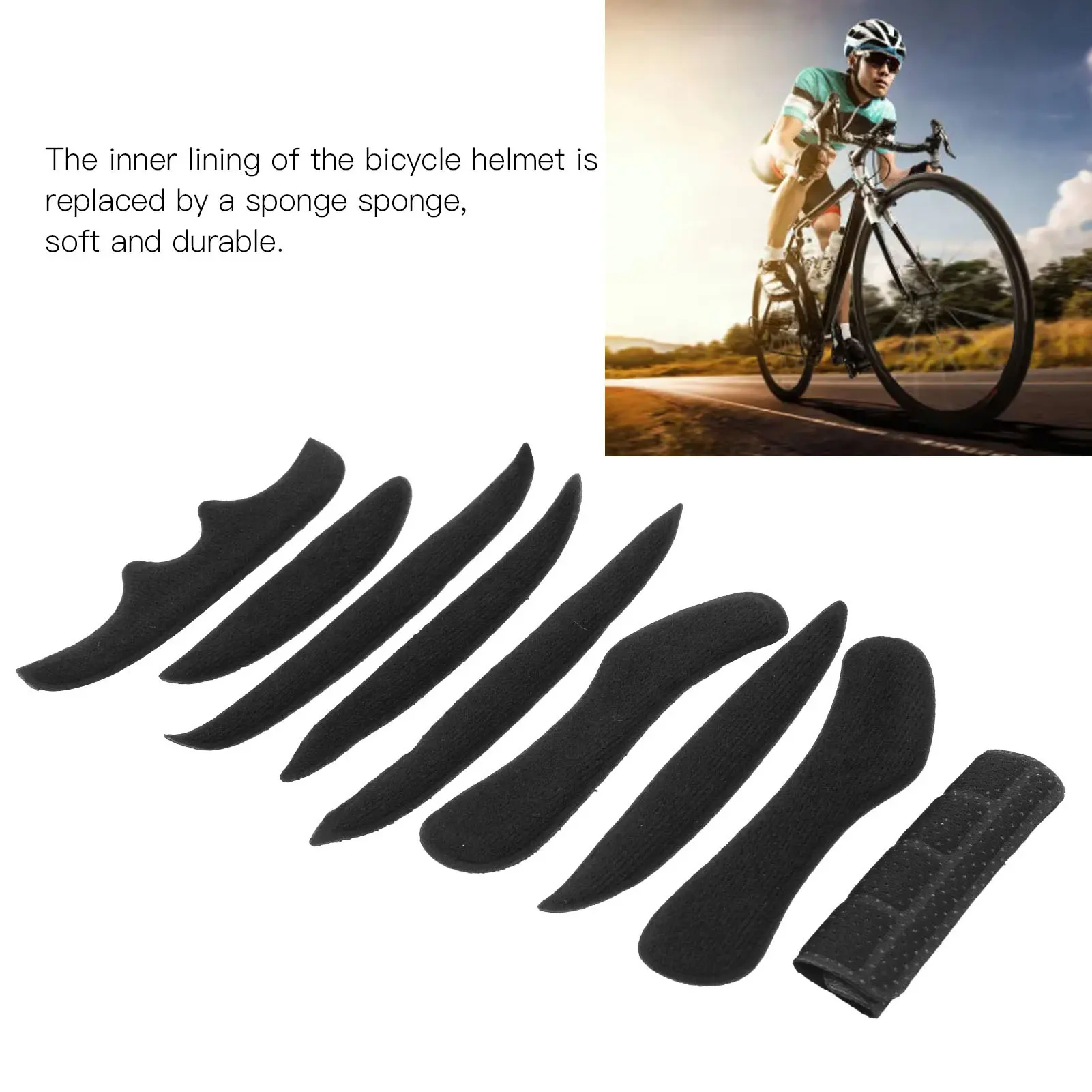 Electric Bike Helmet Liner 2 Set Bicycle Electric Bike Helmet Liner Lining Hook&amp loop Sponge Combination Set Helmet Accessory