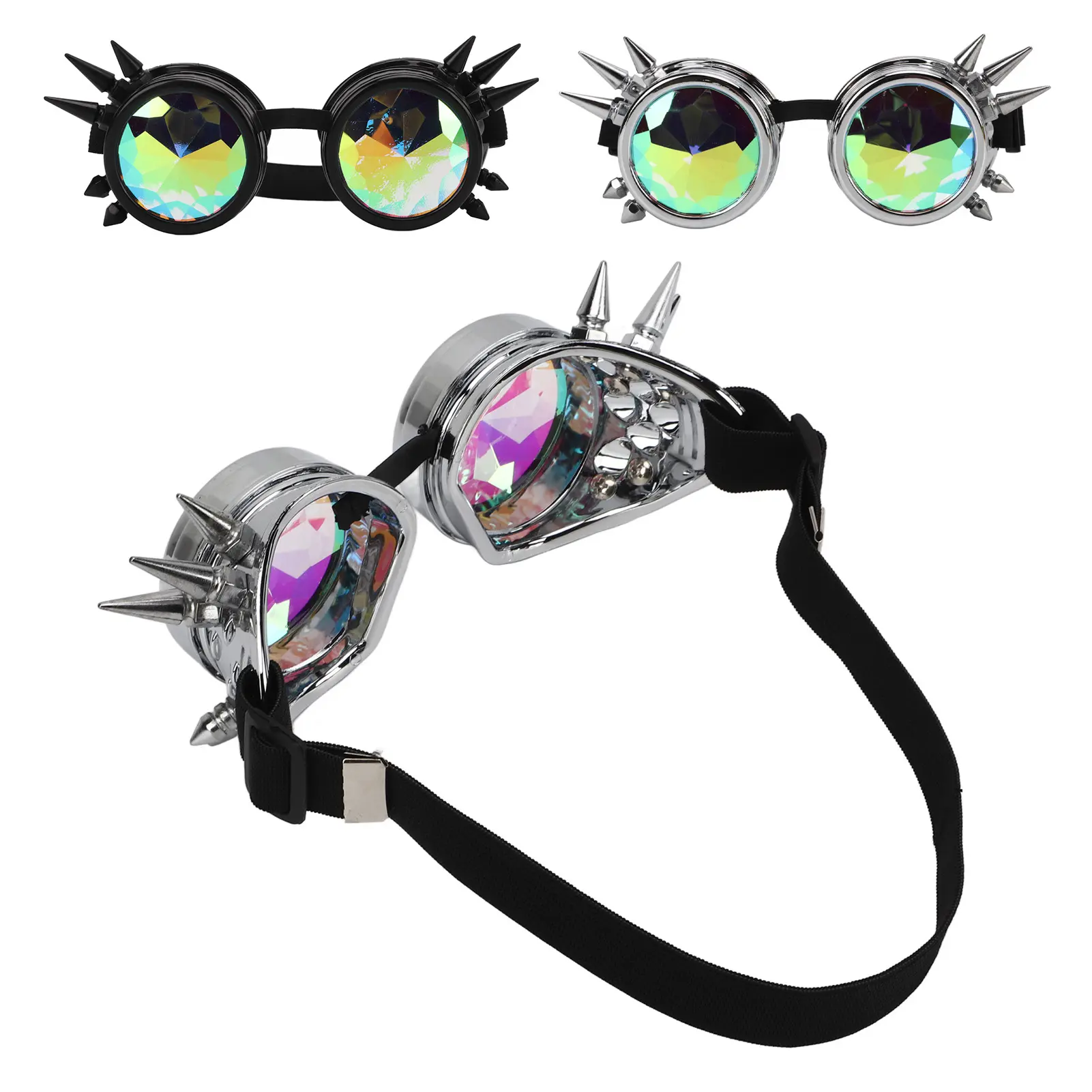 Kaleidoscope Rave Glasses Steampunk Goggles Retro PC ABS with Elastic Band Kaleidoscope Rave Glasses for Party Steampunk Goggles