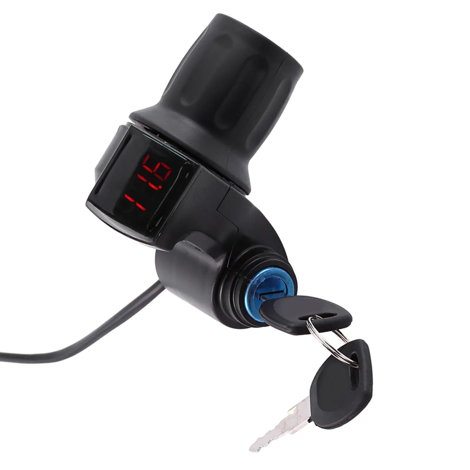 Electric Bike Scooter Half Wrist Throttle Grip Handle with LED Display Key Knock for 12-84V Electric Bike or Scooters