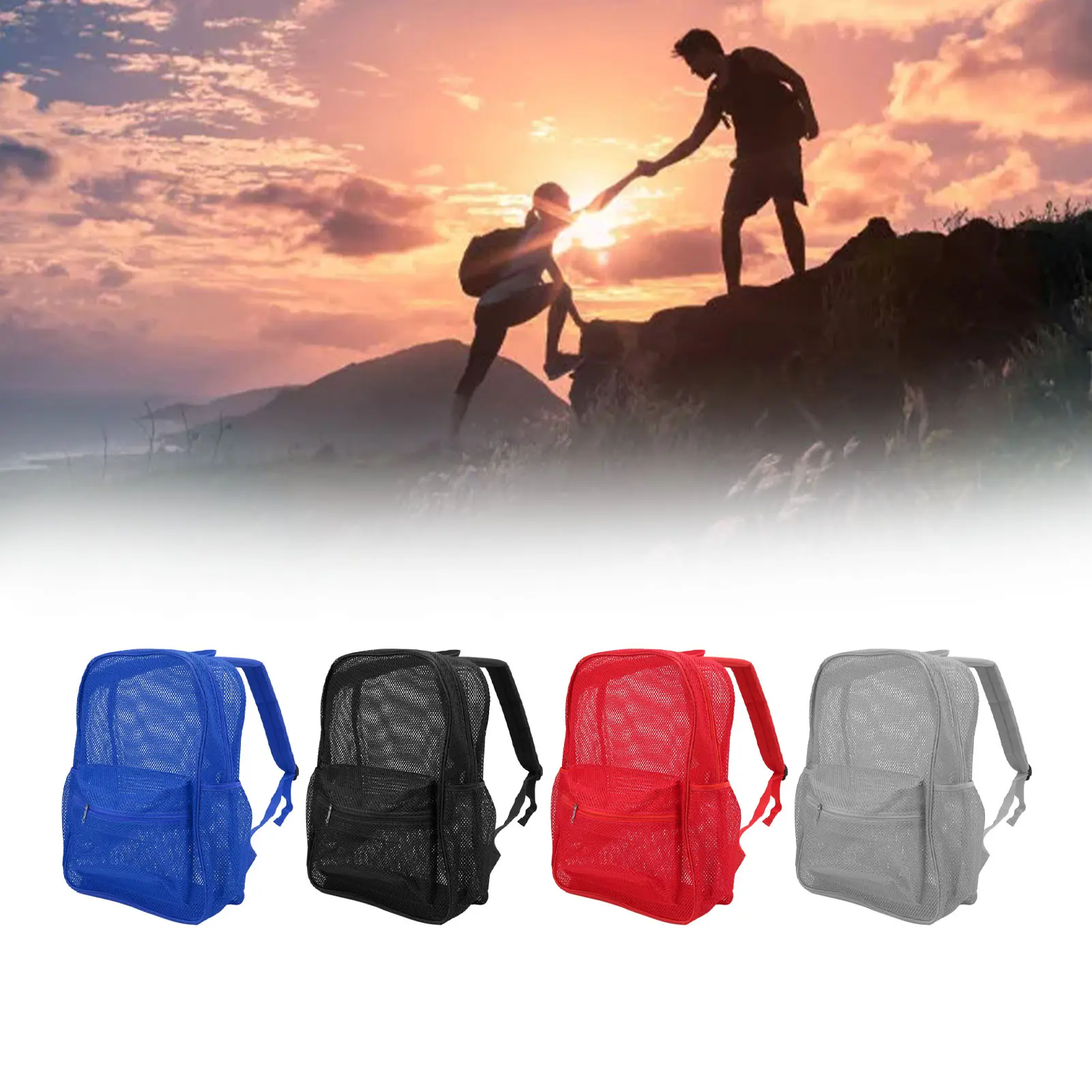Mesh Backpack Heavy Duty Lightweight Large Capacity Washable See Through Backpack for Swimming Beach Sports See Through Backpack