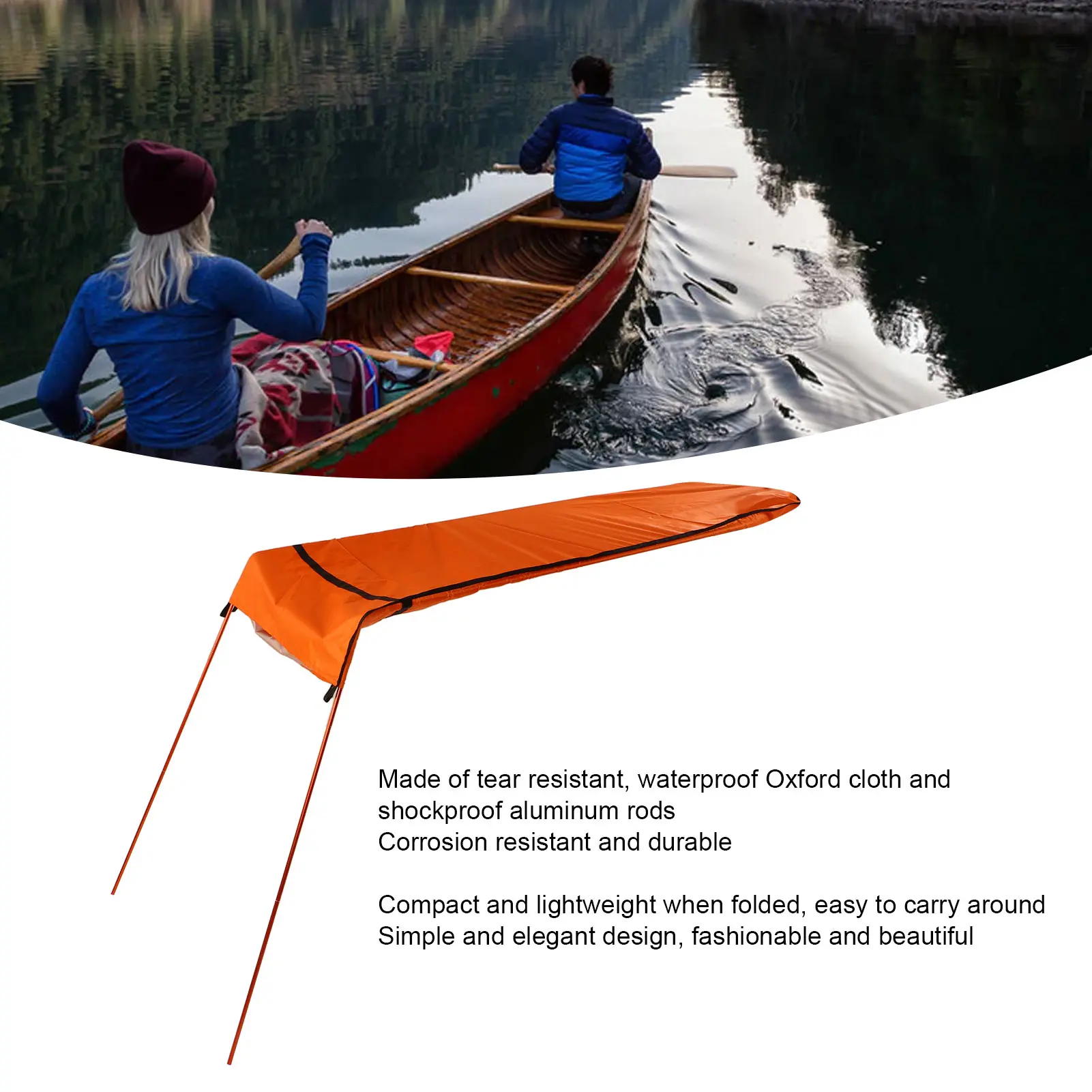 Kayak Sunshade Awning Kayak Sun Shade Canopy Corrosion Resistance Easy To Install Waterproof Ripstop Portable for Kayak Awning