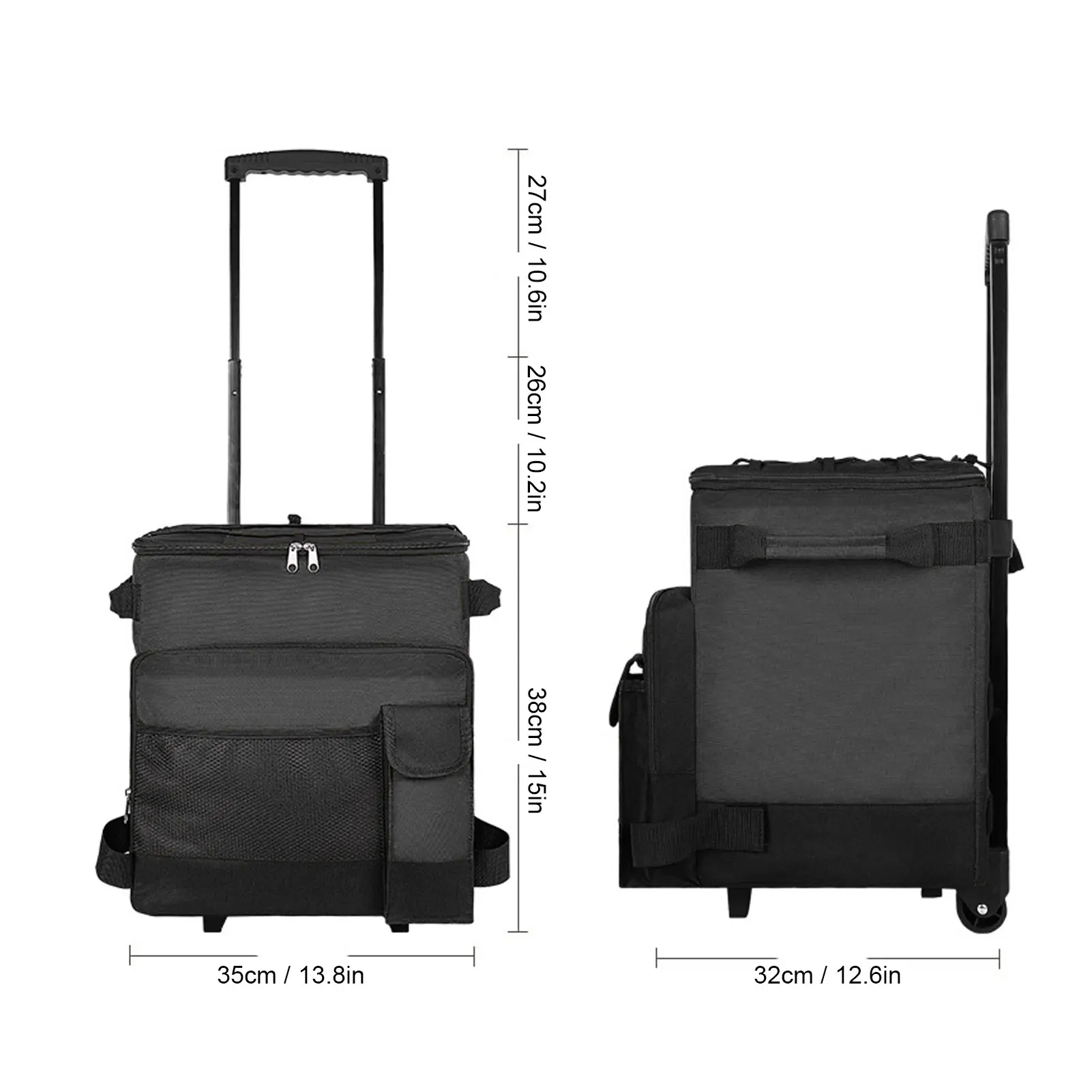 Rolling Cooler 43L Rolling Cooler Dual Zipper Waterproof Portable Insulated Wheeled Cooling Bag with Handle for Picnic Camping