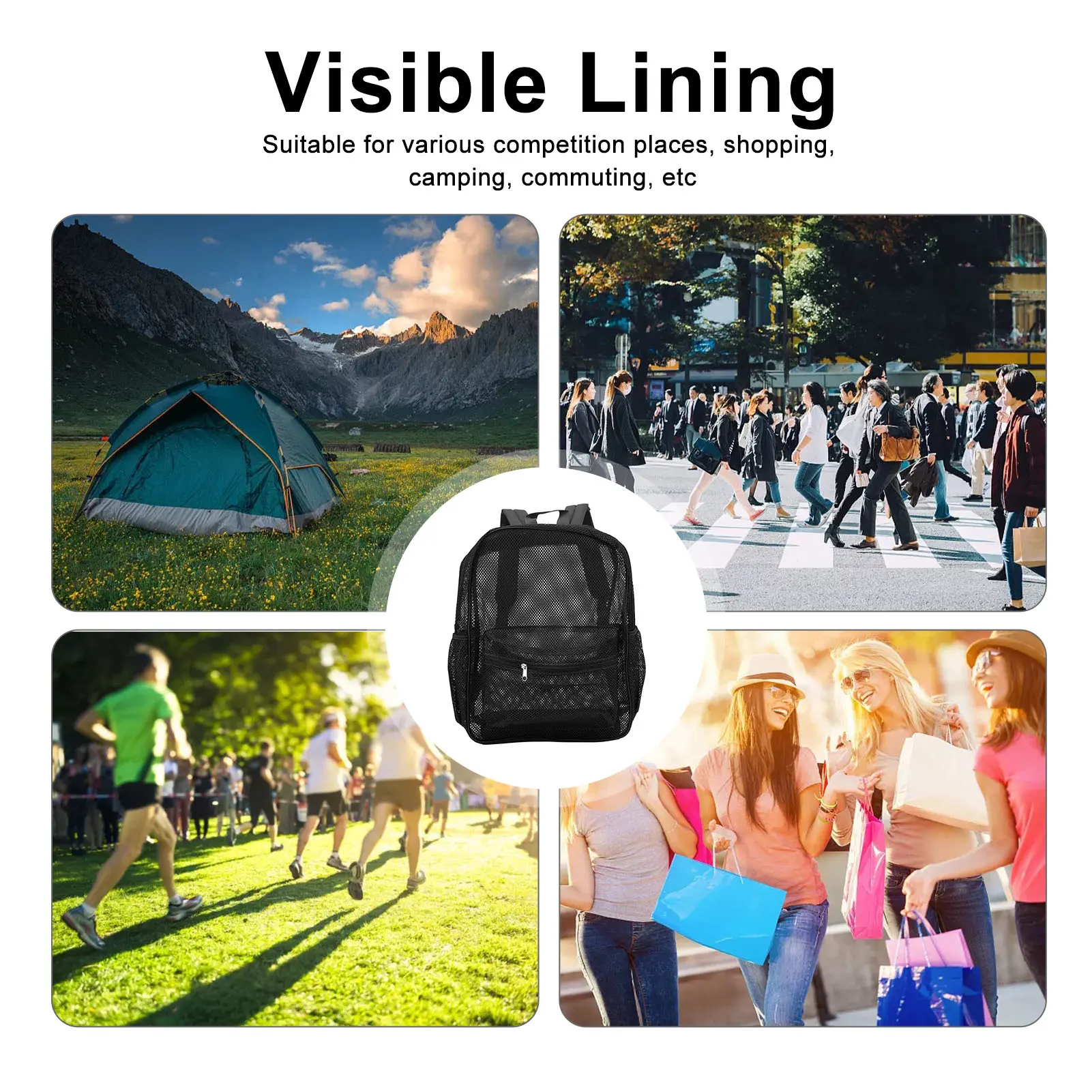 Mesh Backpack Heavy Duty Lightweight Large Capacity Washable See Through Backpack for Swimming Beach Sports See Through Backpack